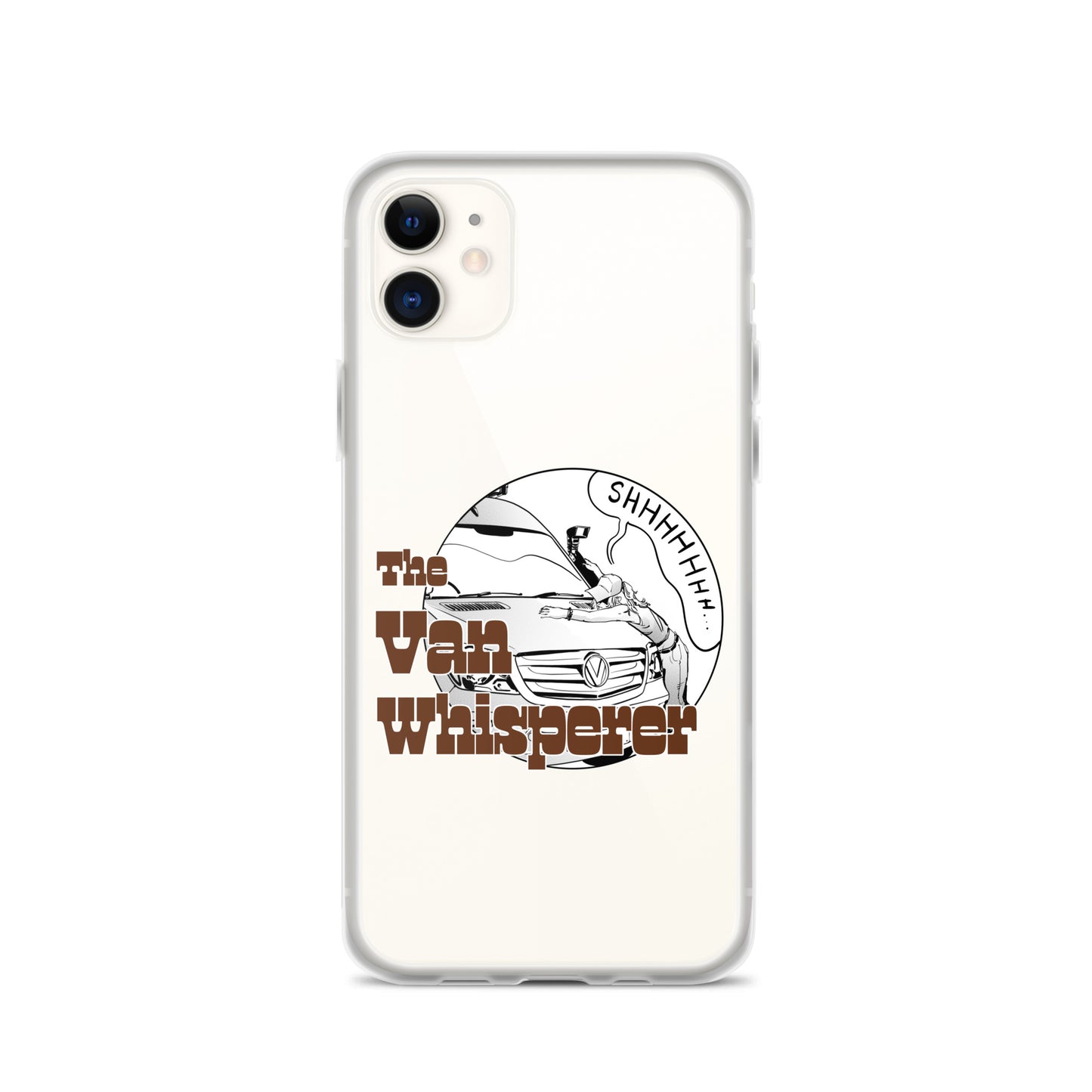 Clear Case for iPhone® with “The Van Whisperer” (F) logo