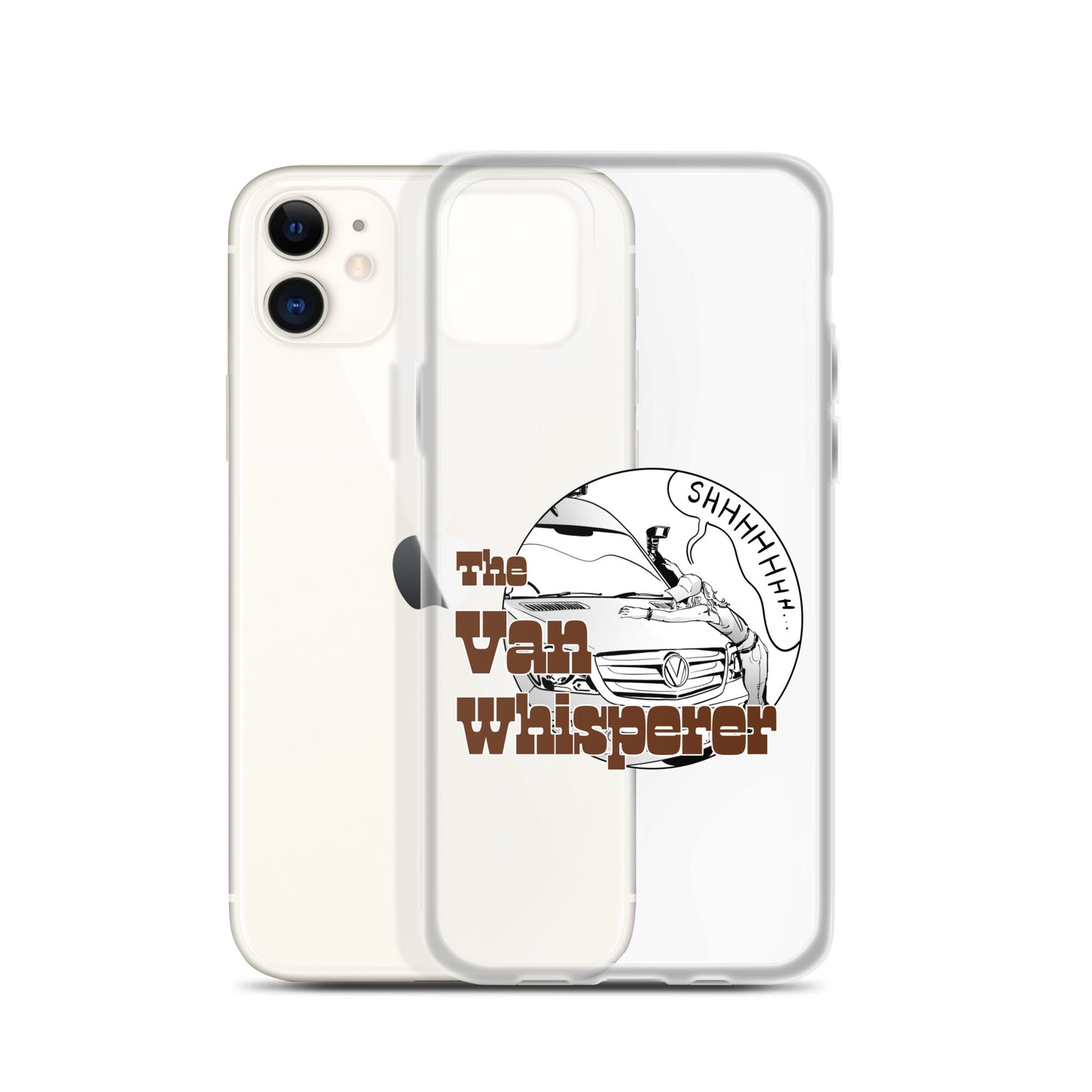 Clear Case for iPhone® with “The Van Whisperer” (F) logo