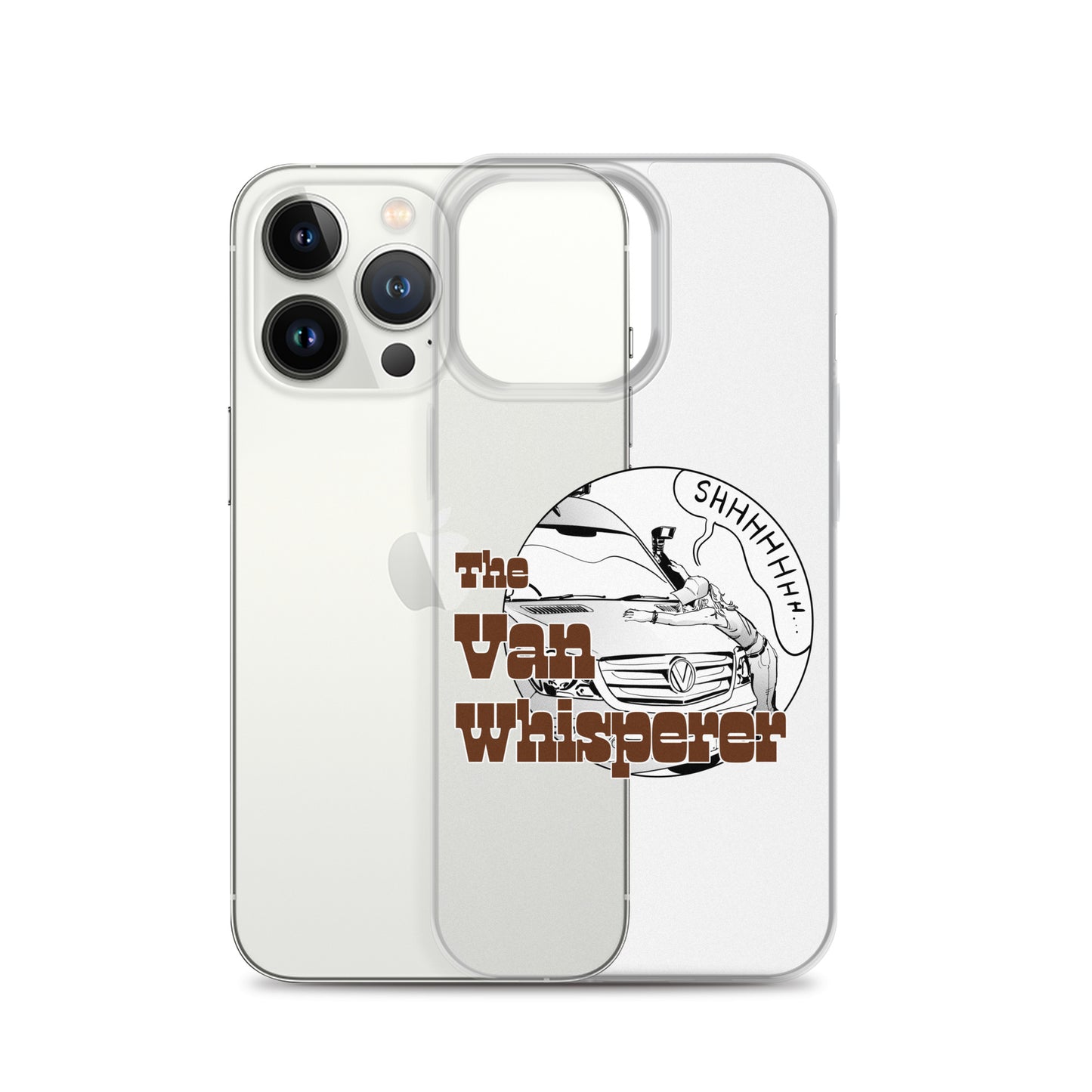 Clear Case for iPhone® with “The Van Whisperer” (F) logo