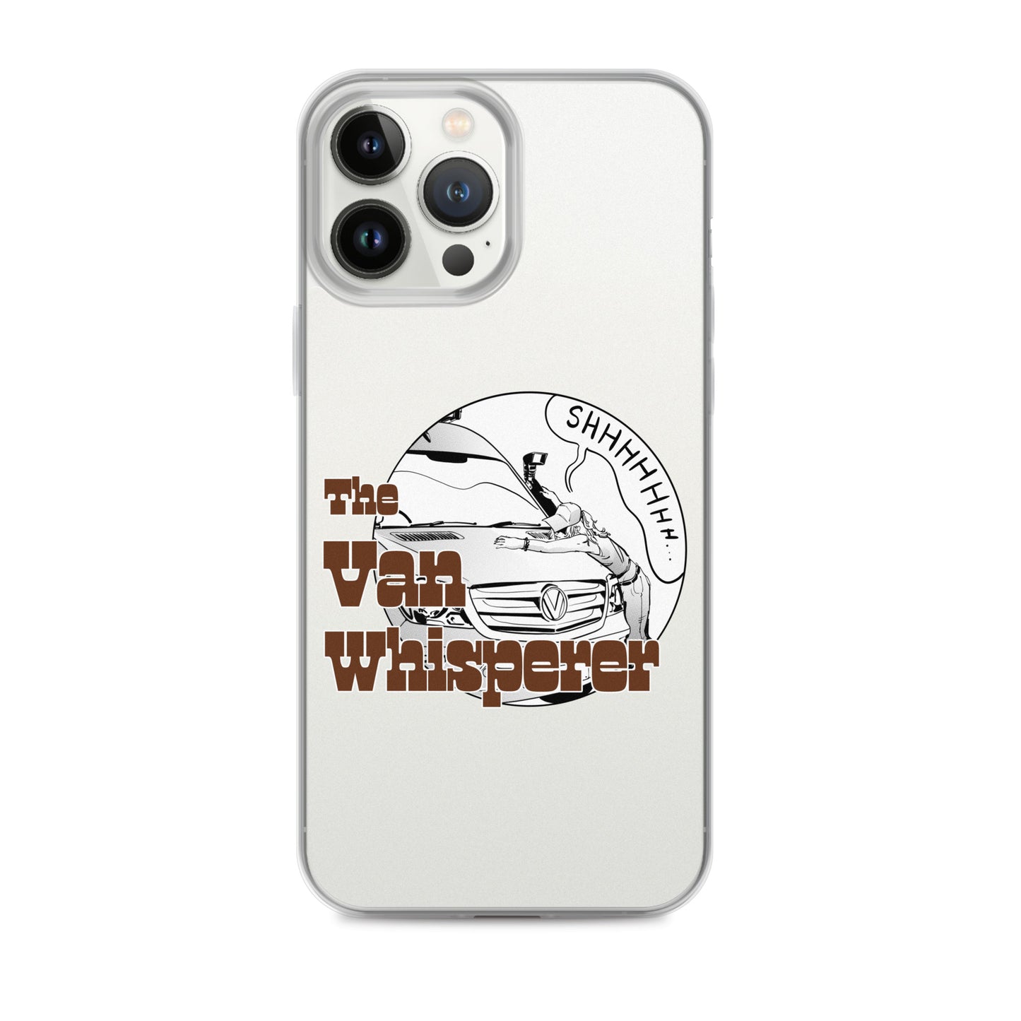 Clear Case for iPhone® with “The Van Whisperer” (F) logo