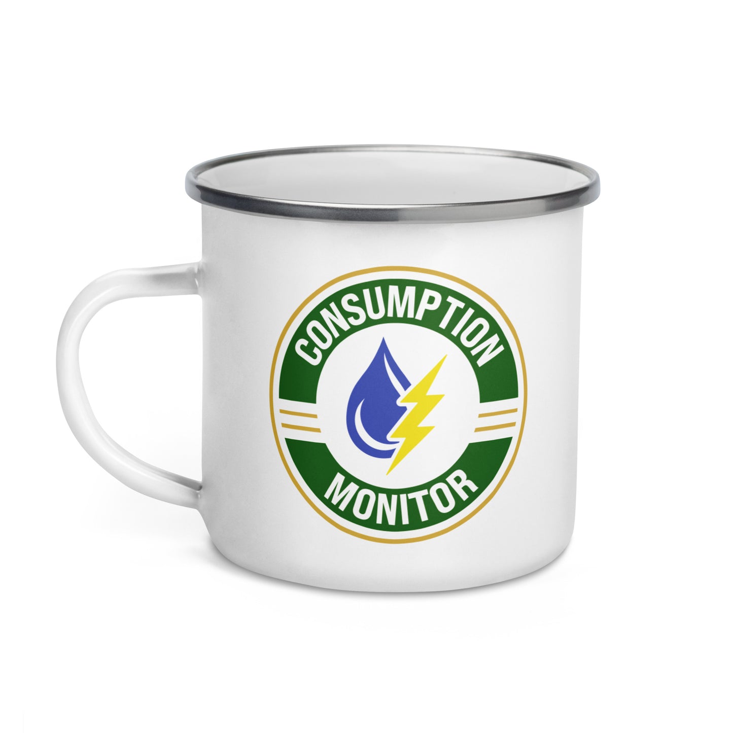 Enamel Mug - “Consumption Monitor" logo