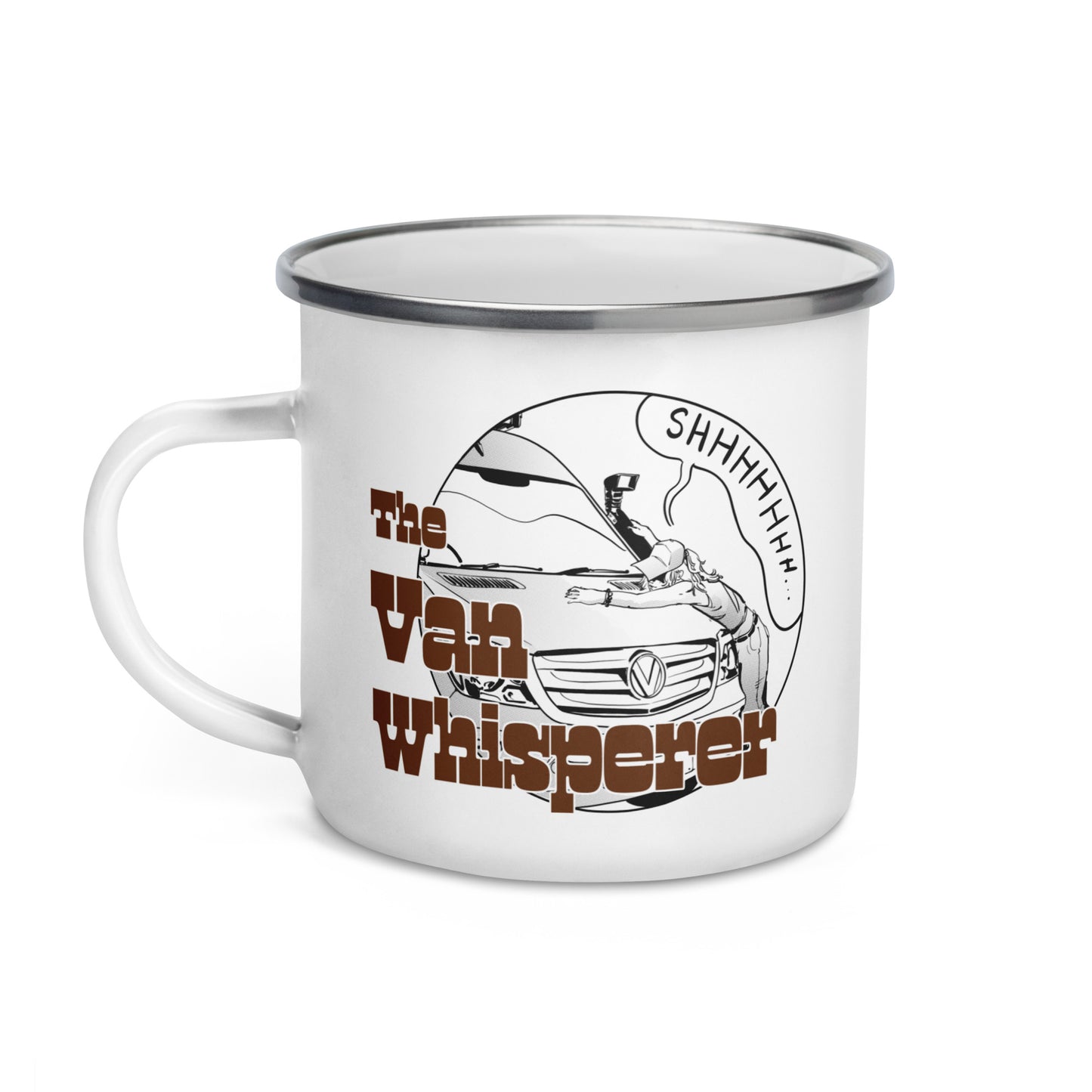 Enamel Mug with “The Van Whisperer” (F) logo