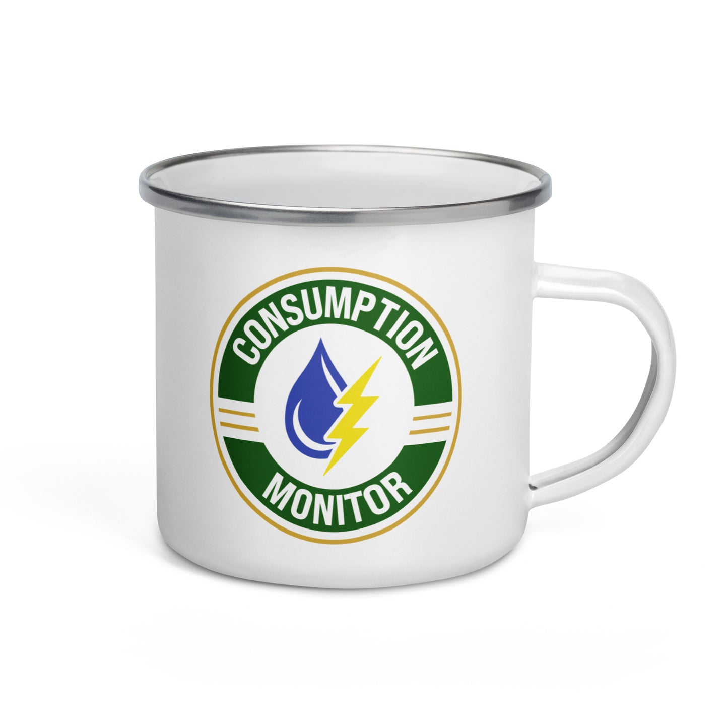 Enamel Mug - “Consumption Monitor" logo