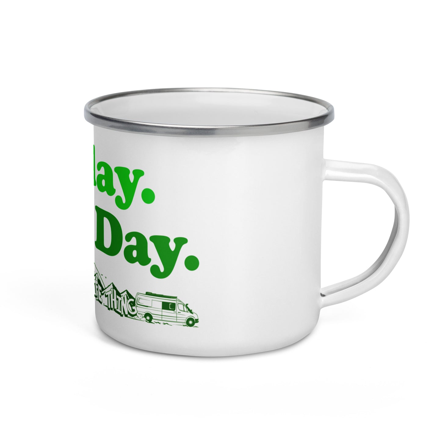 Enamel Mug with “Sunday Every Day” logo