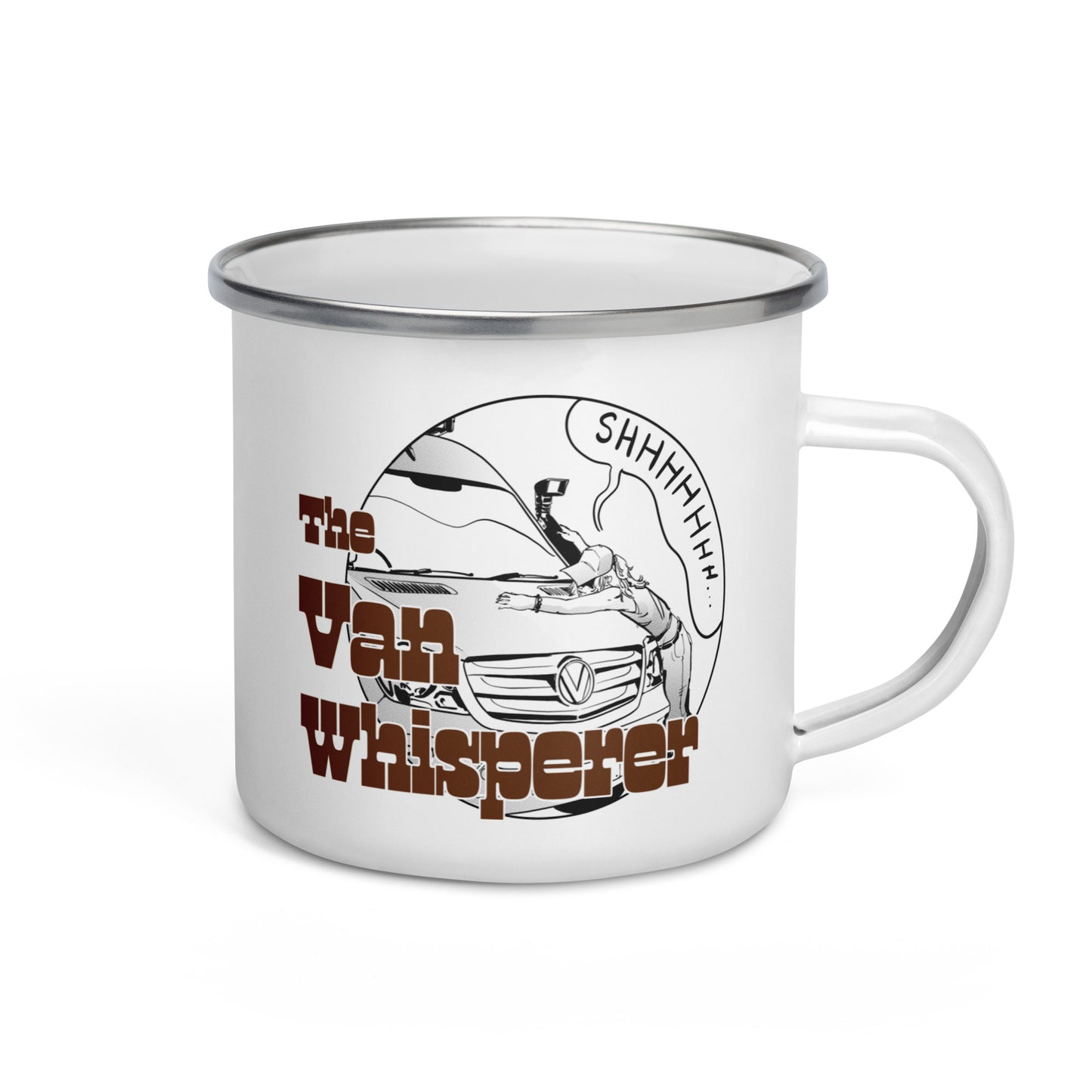 Enamel Mug with “The Van Whisperer” (F) logo