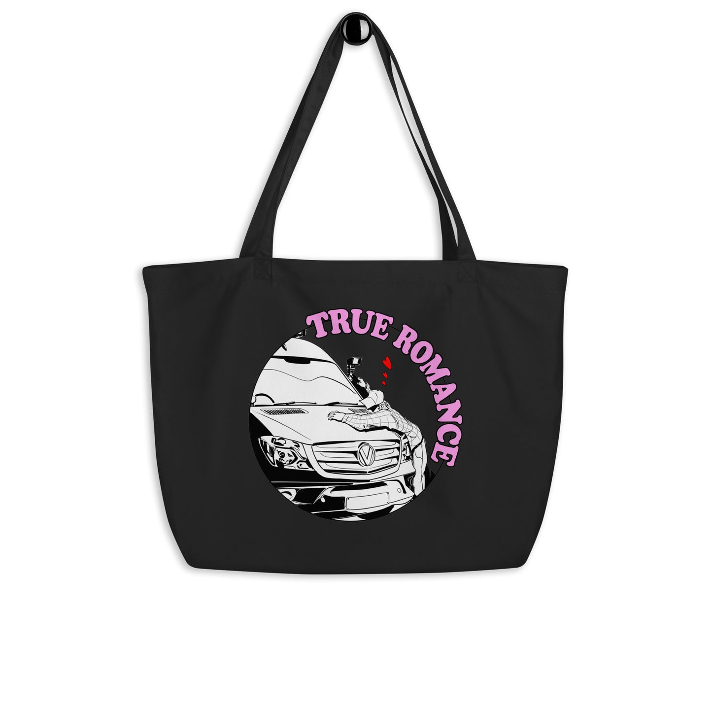 Large organic tote bag with "True Romance" (M) design