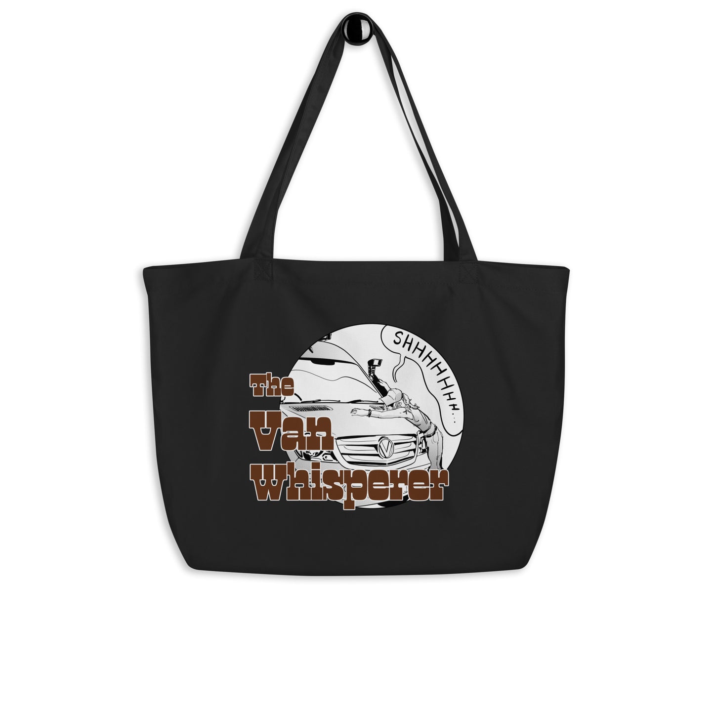 Large organic tote bag with "The Van Whisperer" (F) design