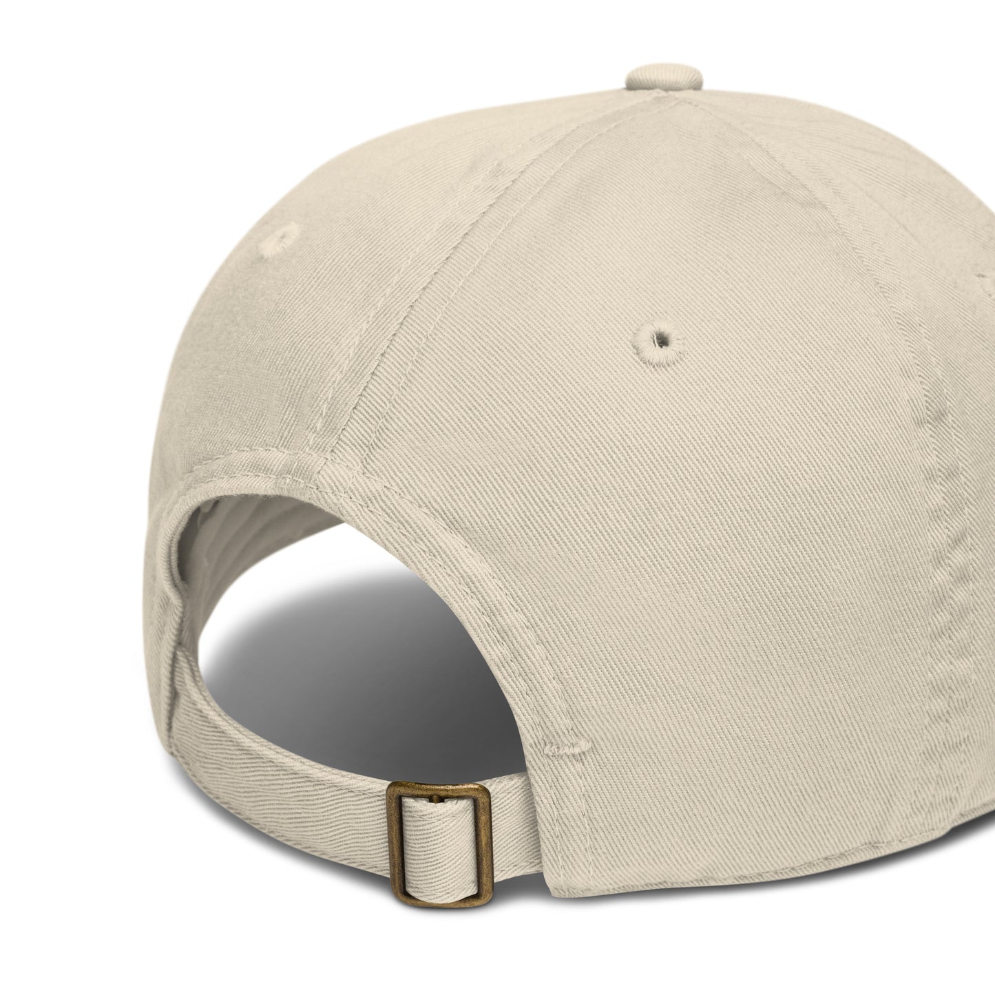 Organic dad hat with “Stellplatz Junkie” logo embroidered