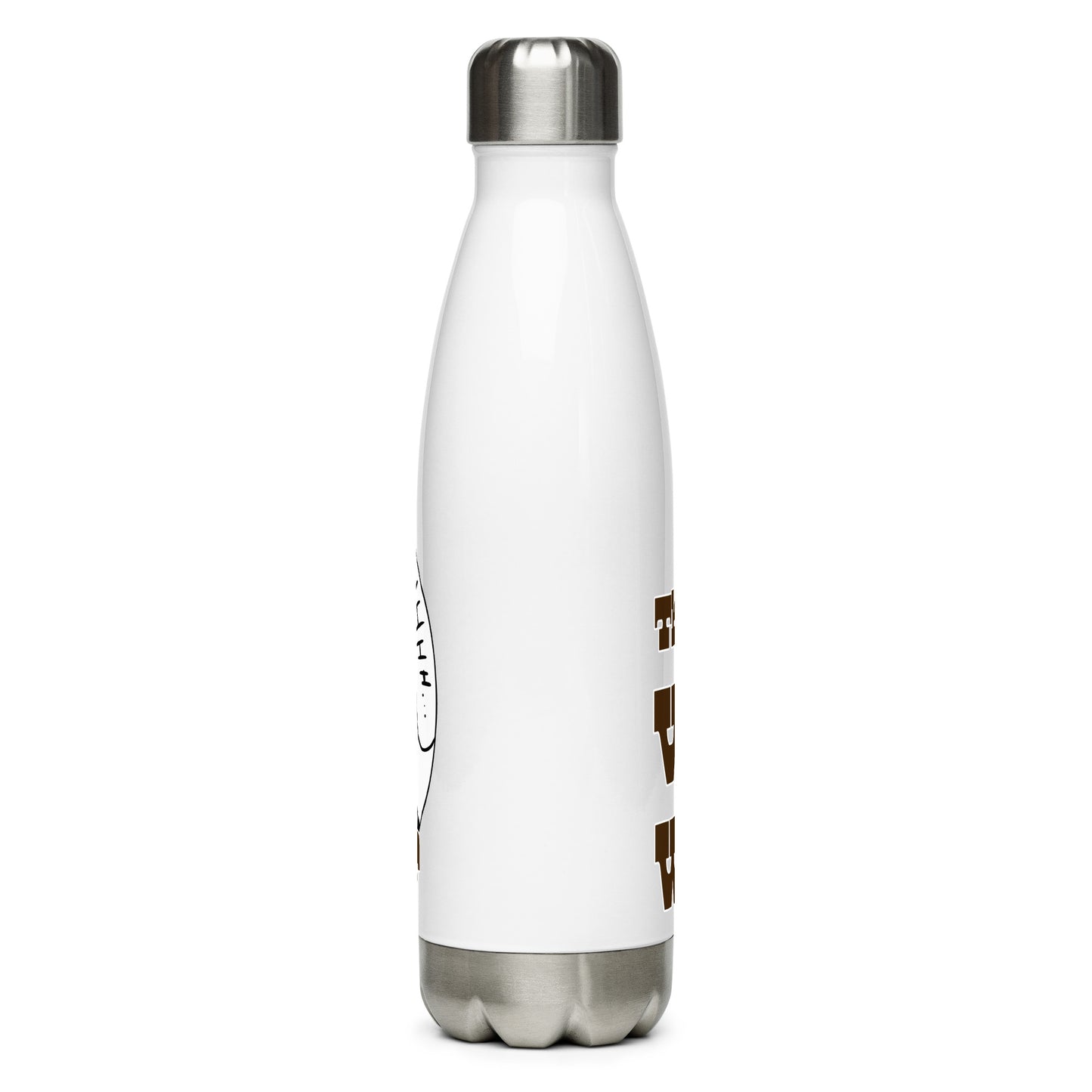 Stainless steel water bottle with “The Van Whisperer” (M) logo