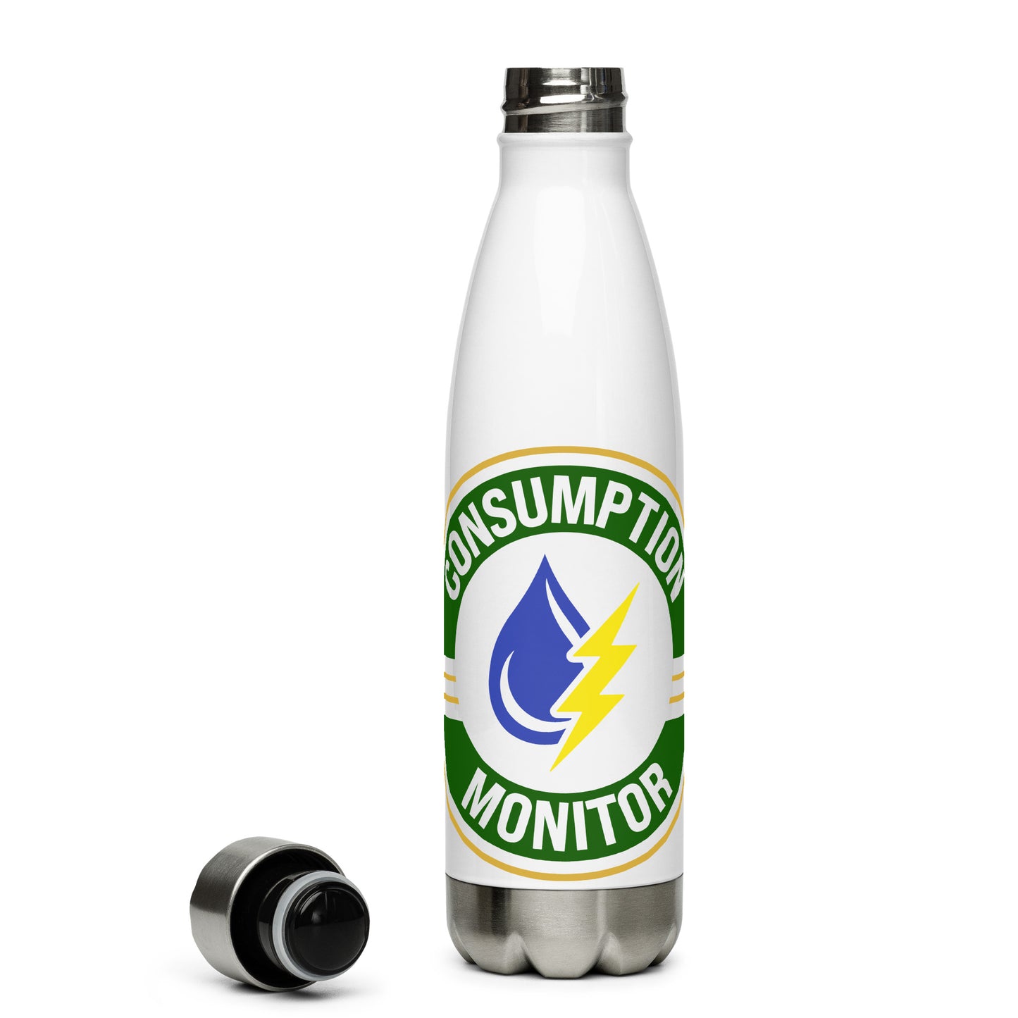 Stainless steel water bottle - “Consumption Monitor" logo