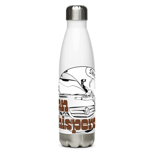 Stainless steel water bottle with “The Van Whisperer” (F) logo