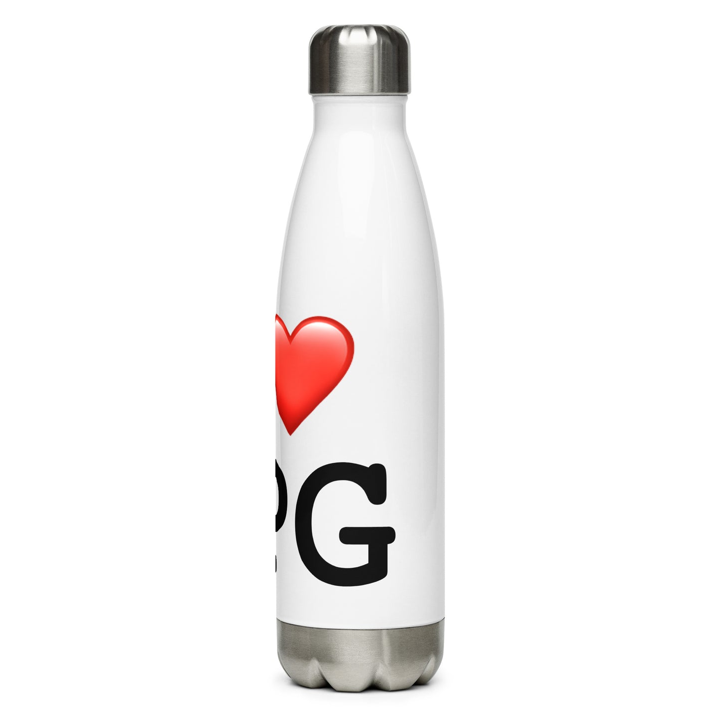 Stainless steel water bottle with “I H LPG” logo