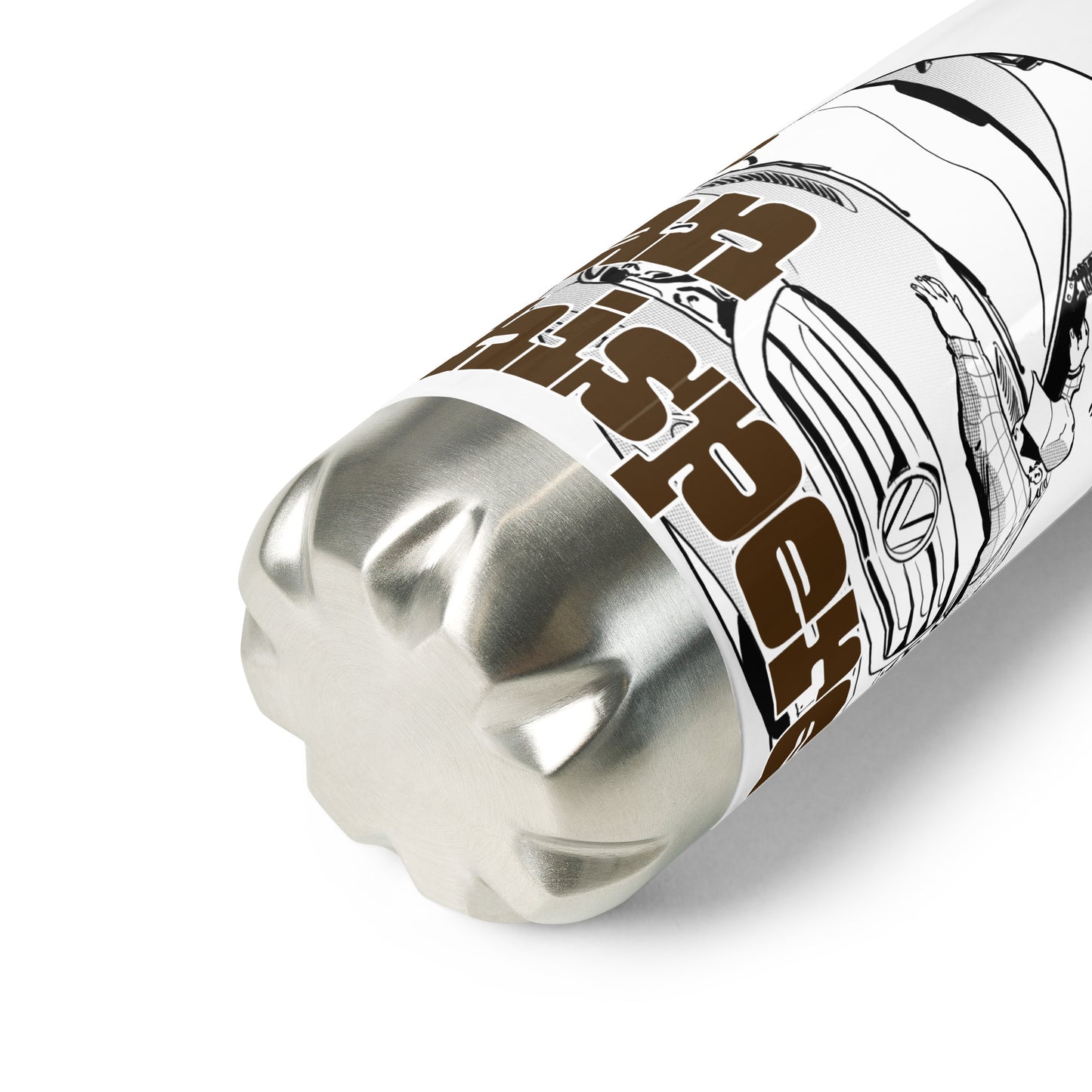 Stainless steel water bottle with “The Van Whisperer” (M) logo