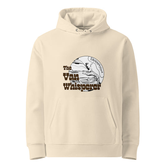 Unisex essential eco hoodie with “The Van Whisperer” (M) logo