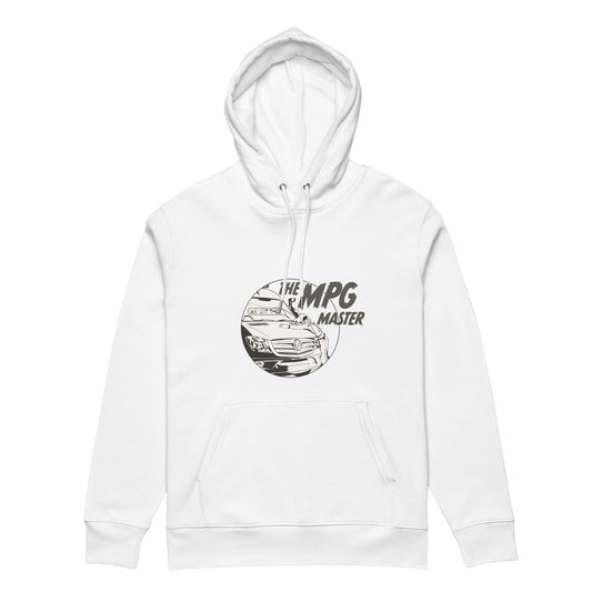 Unisex essential eco hoodie with “The MPG Master” (F) logo