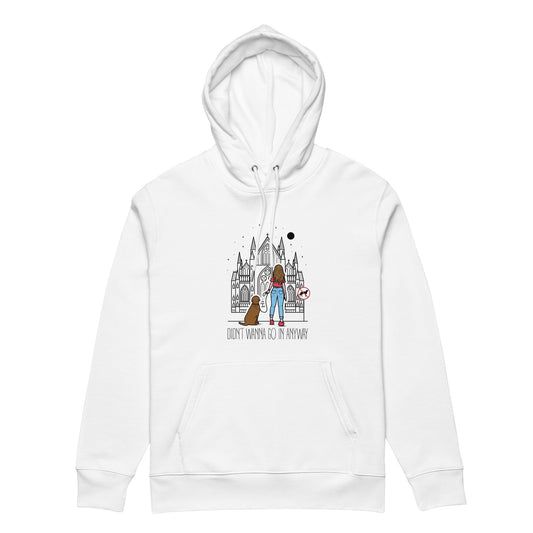 Unisex essential eco hoodie with "Didn't Wanna" design