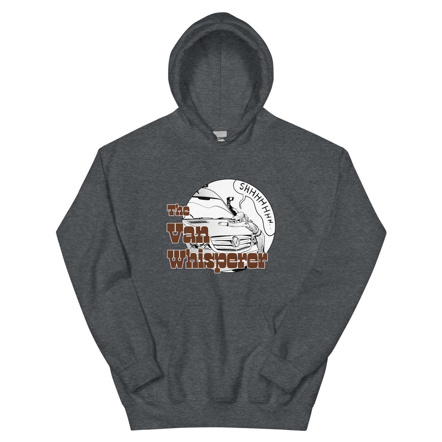 Unisex Hoodie with “The Van Whisperer” (F) logo