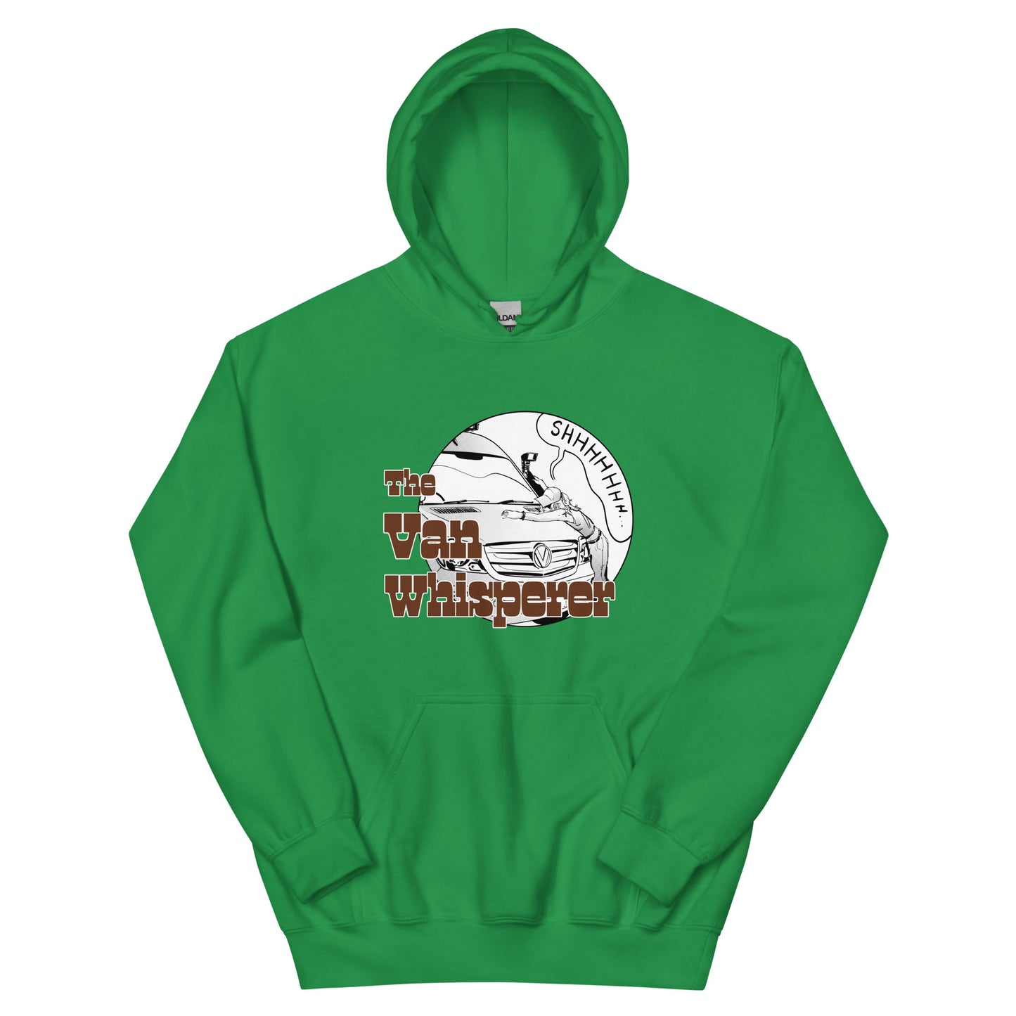 Unisex Hoodie with “The Van Whisperer” (F) logo