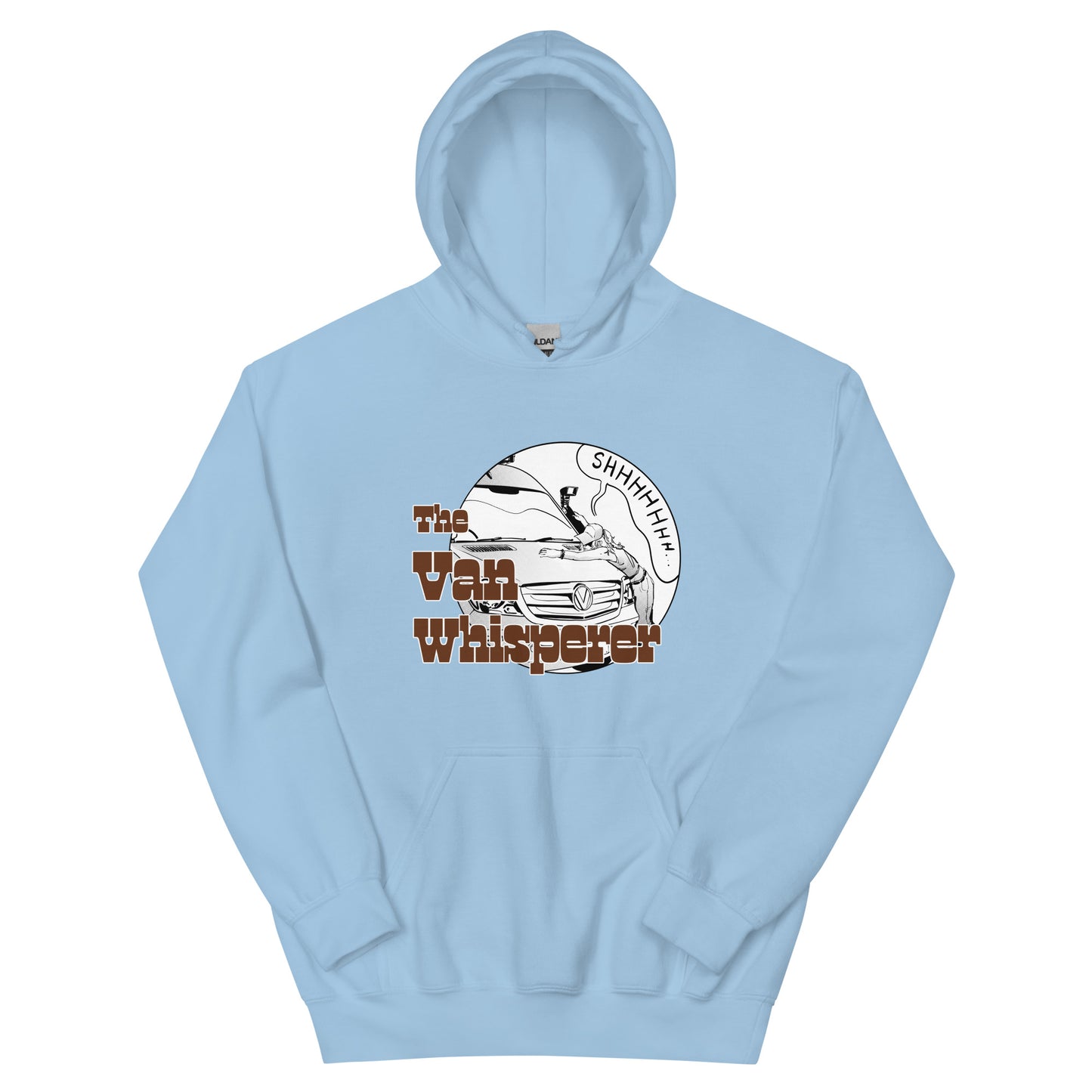 Unisex Hoodie with “The Van Whisperer” (F) logo