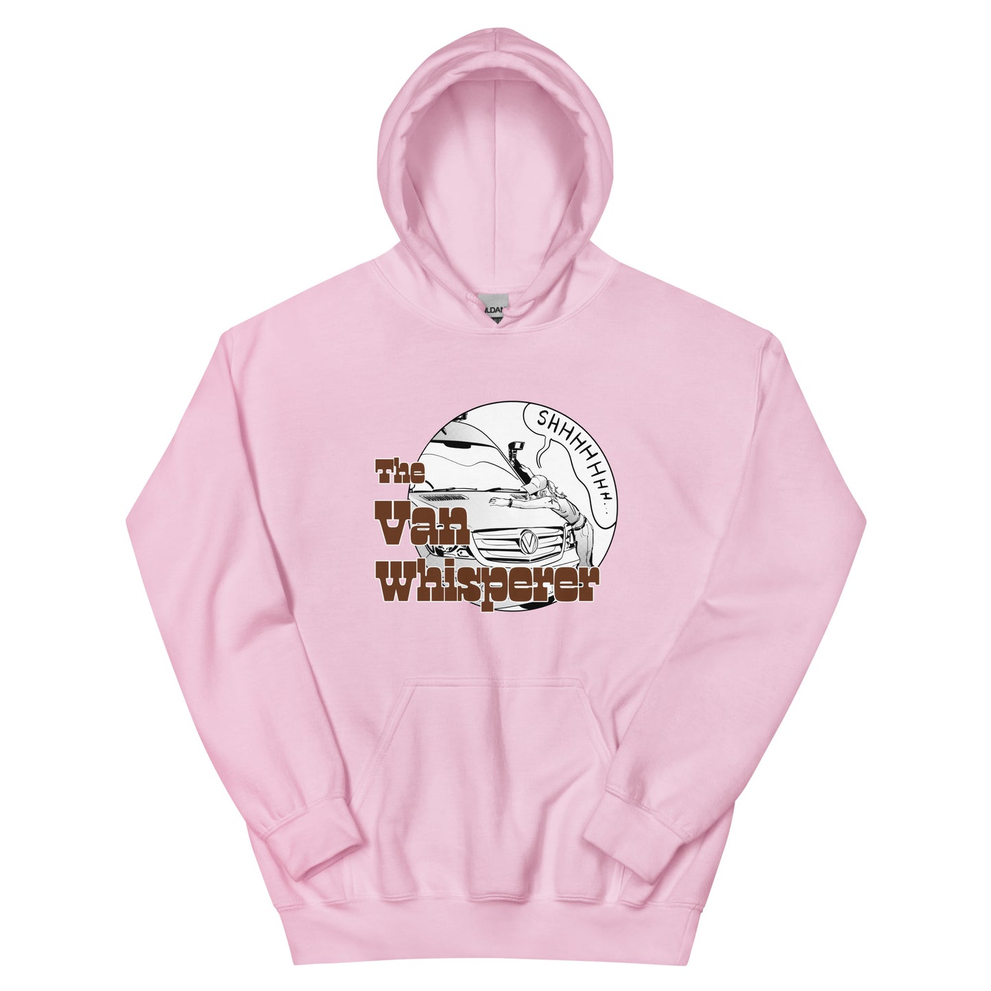 Unisex Hoodie with “The Van Whisperer” (F) logo