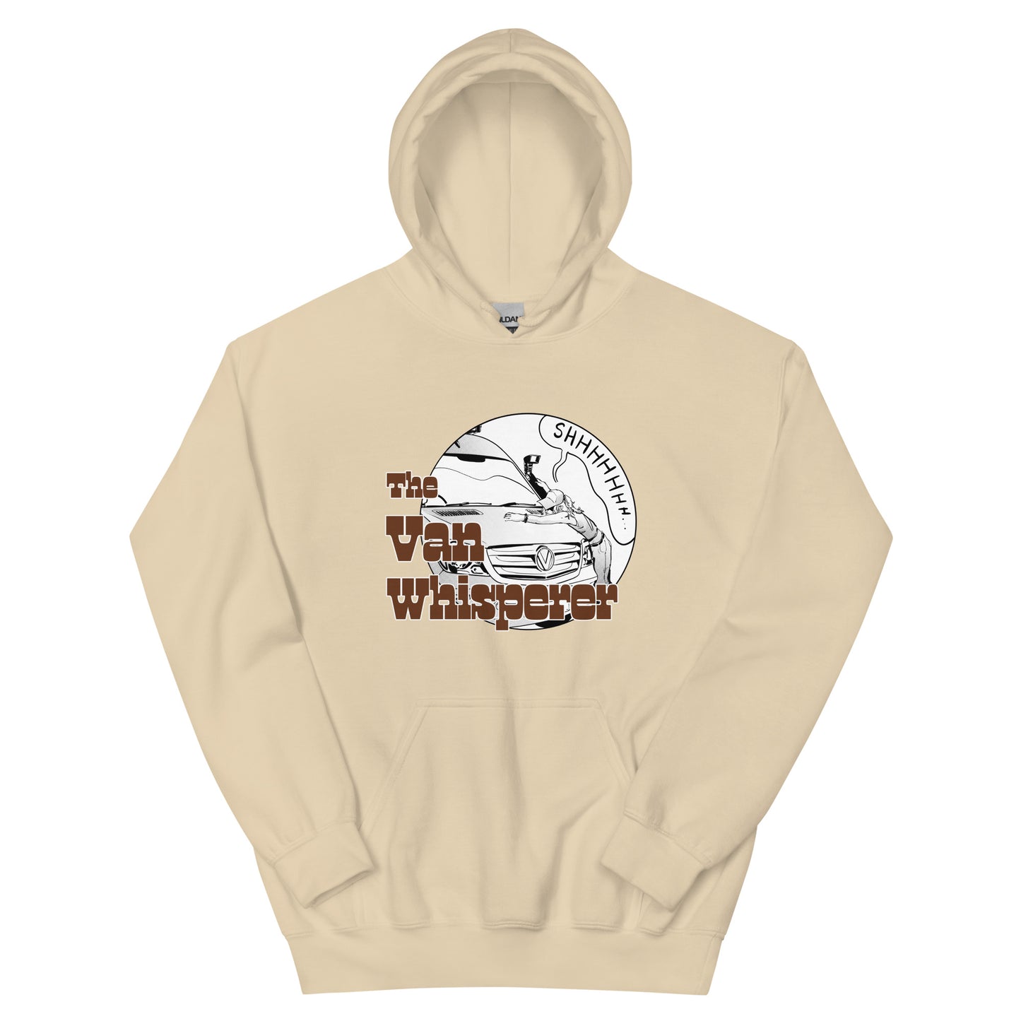 Unisex Hoodie with “The Van Whisperer” (F) logo