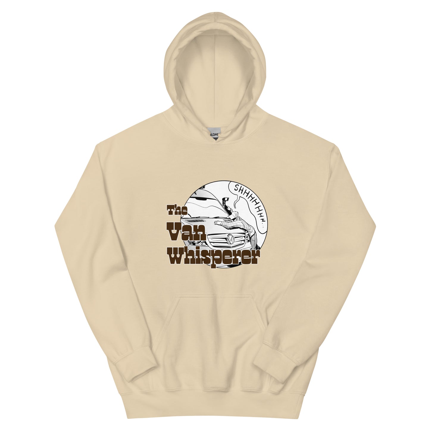 Unisex Hoodie with “The Van Whisperer” (M) logo