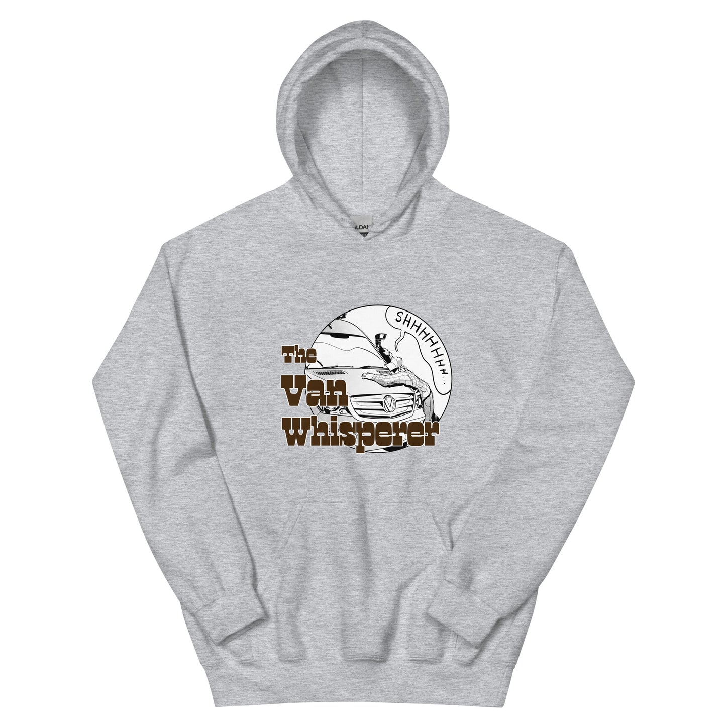 Unisex Hoodie with “The Van Whisperer” (M) logo