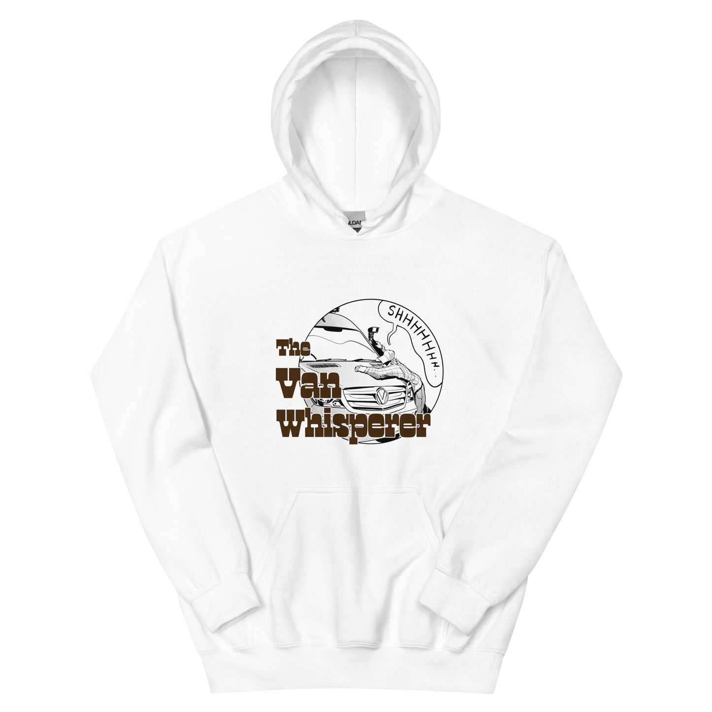 Unisex Hoodie with “The Van Whisperer” (M) logo