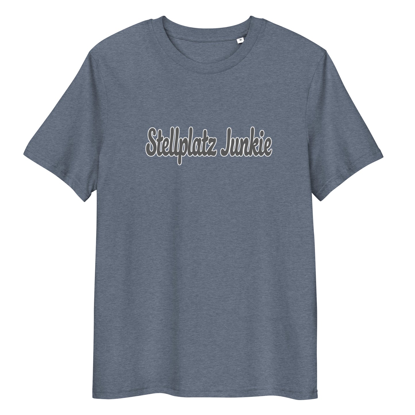 Unisex organic cotton t-shirt with “Stellplatz Junkie” logo