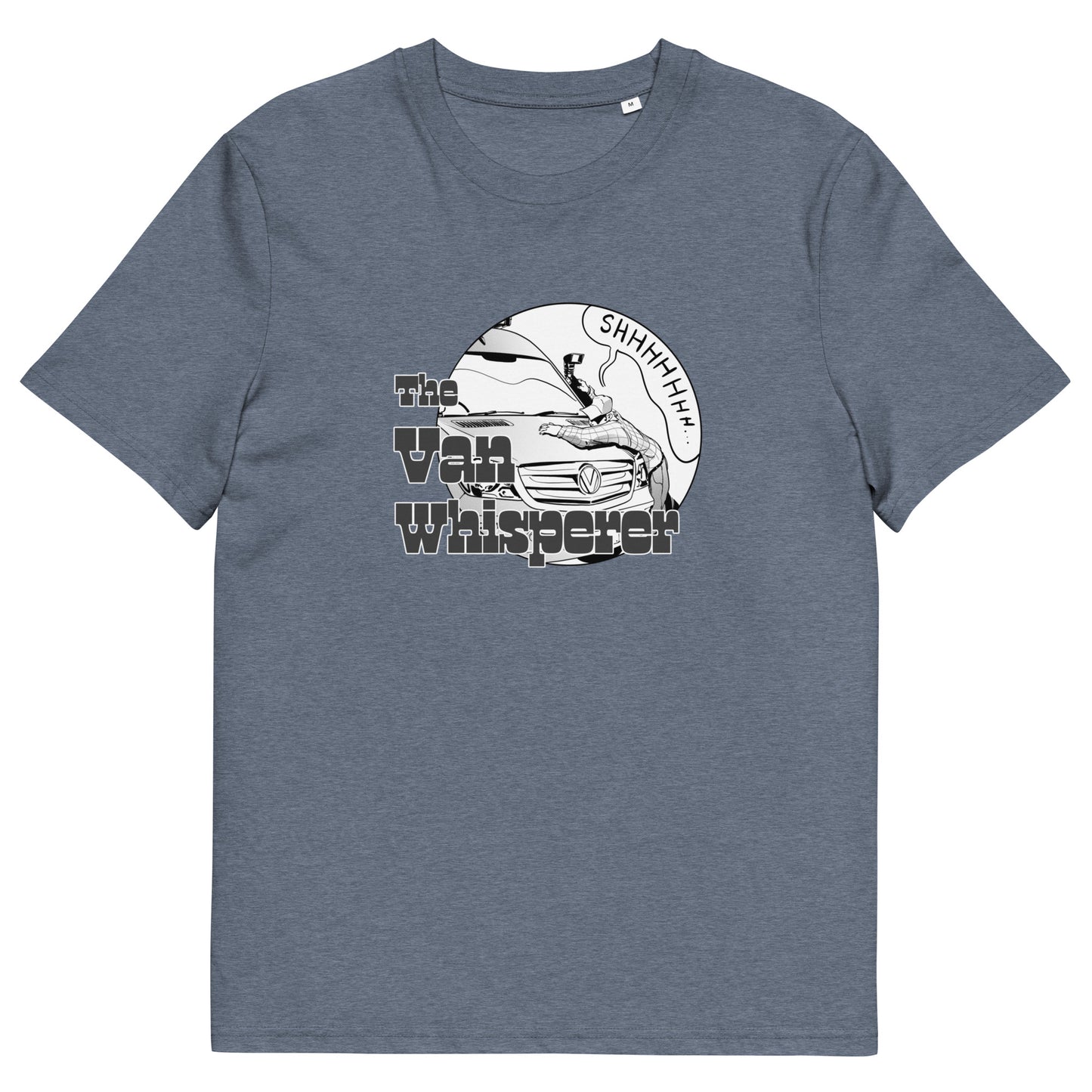 Unisex organic cotton t-shirt with “The Van Whisperer” (M) logo