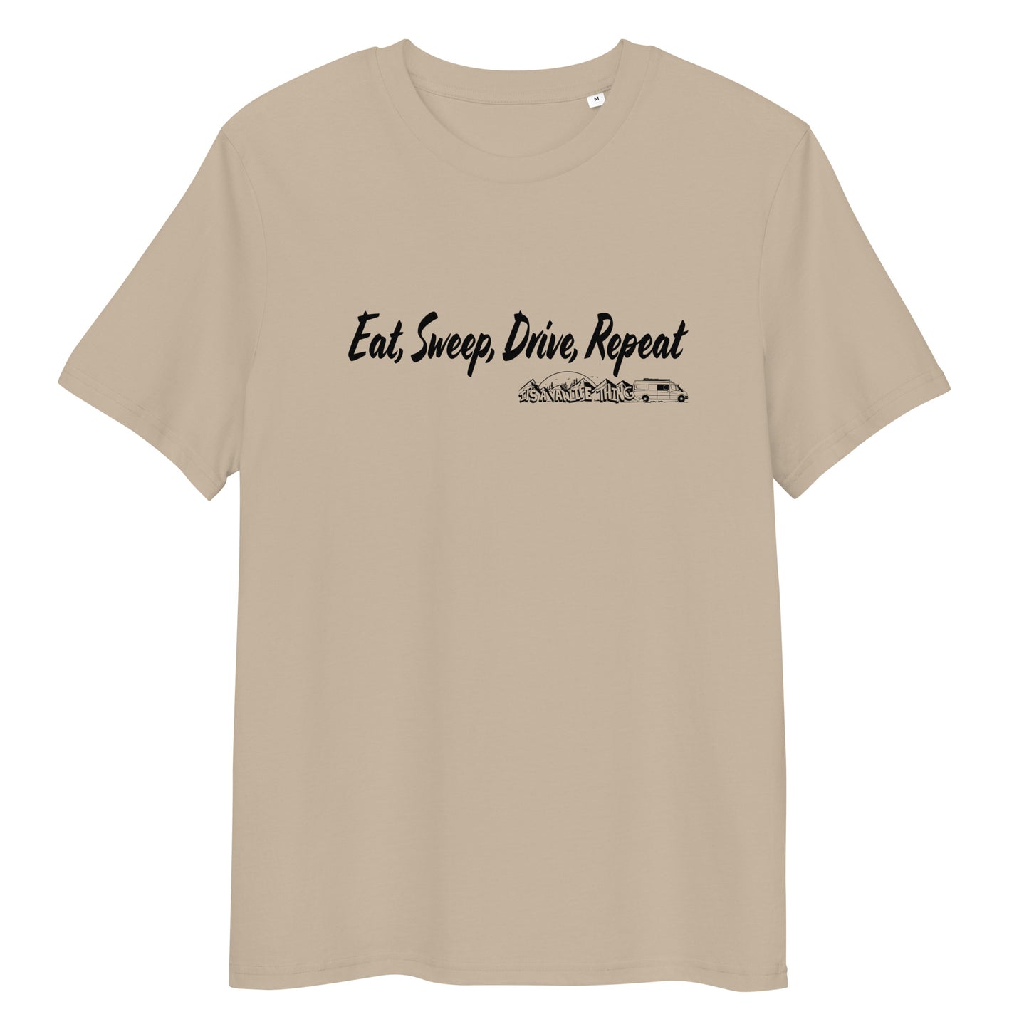 Unisex organic cotton t-shirt with “Eat Sweep Drive Repeat” logo