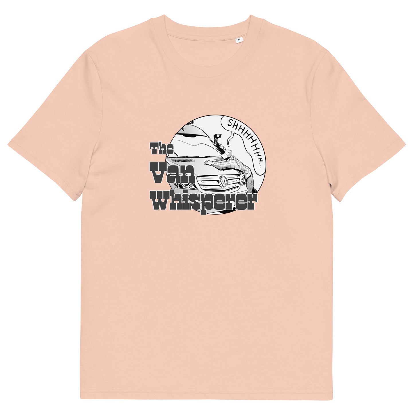 Unisex organic cotton t-shirt with “The Van Whisperer” (M) logo