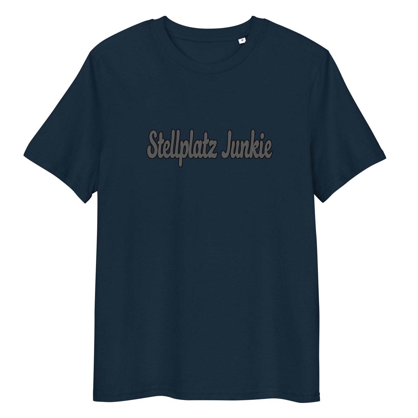 Unisex organic cotton t-shirt with “Stellplatz Junkie” logo