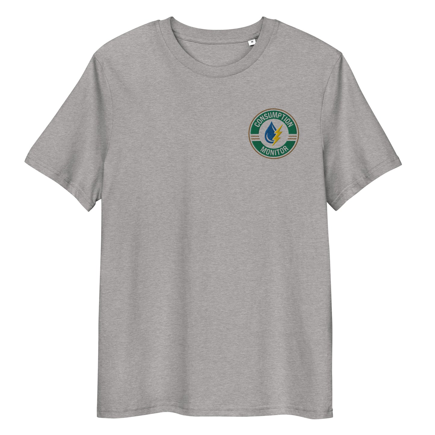 Unisex organic cotton t-shirt with “Consumption Monitor" logo embroidered