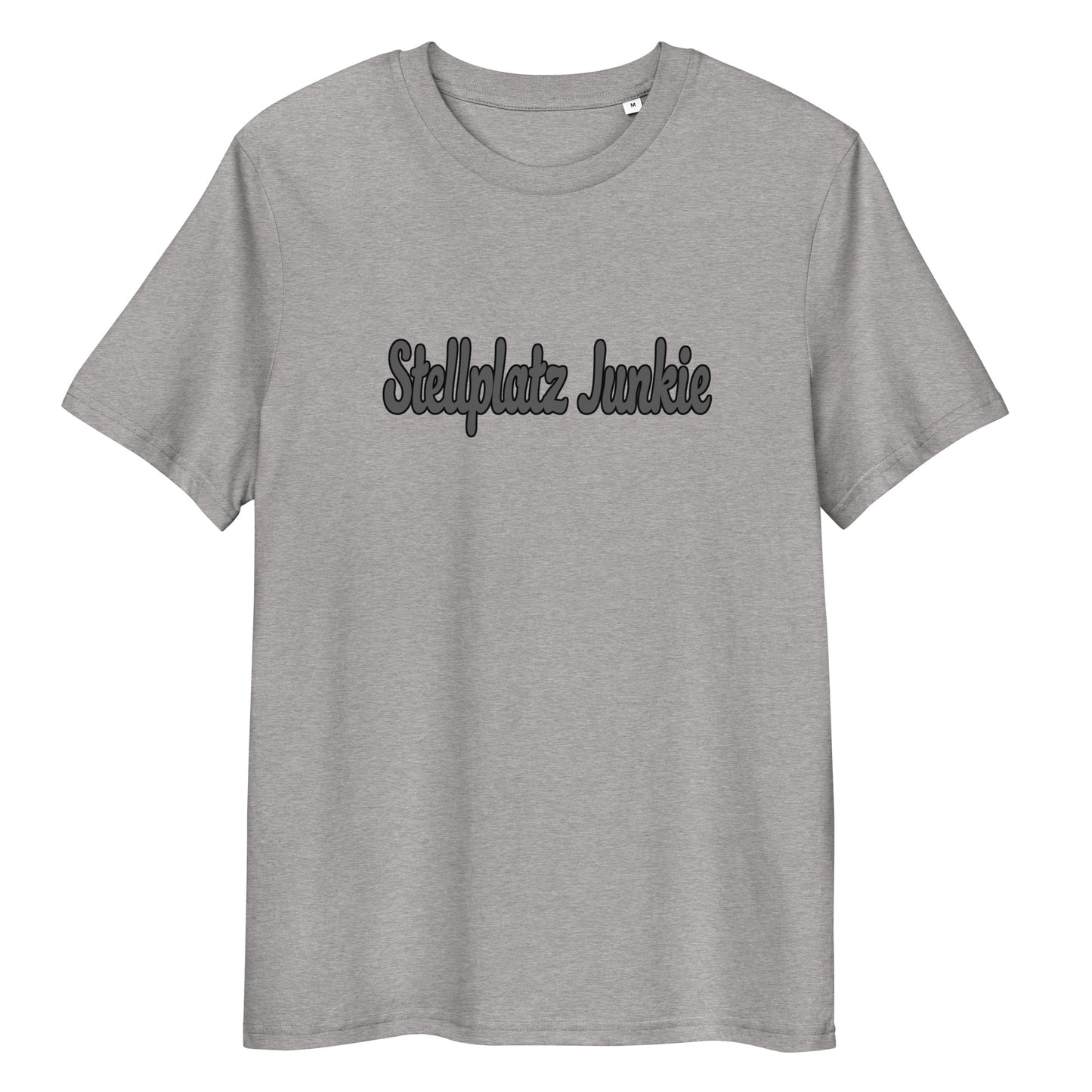 Unisex organic cotton t-shirt with “Stellplatz Junkie” logo