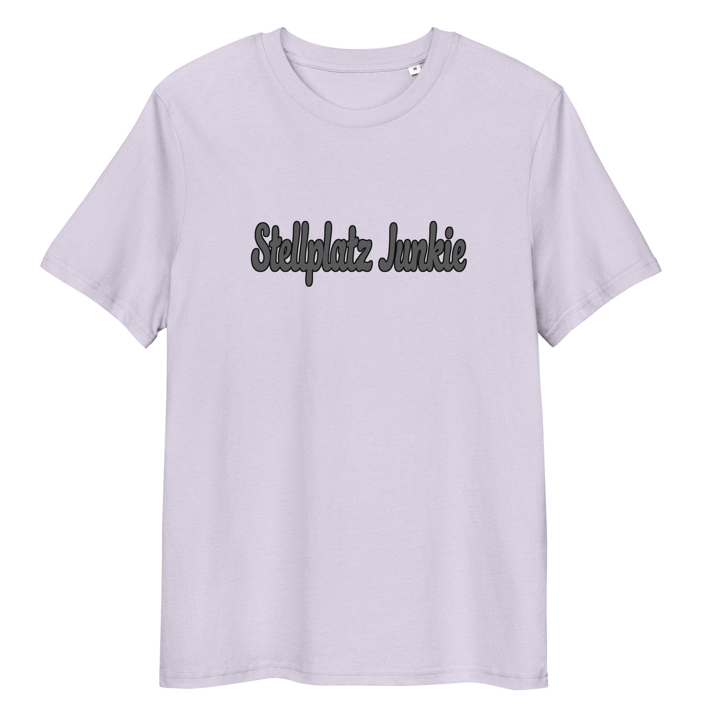 Unisex organic cotton t-shirt with “Stellplatz Junkie” logo