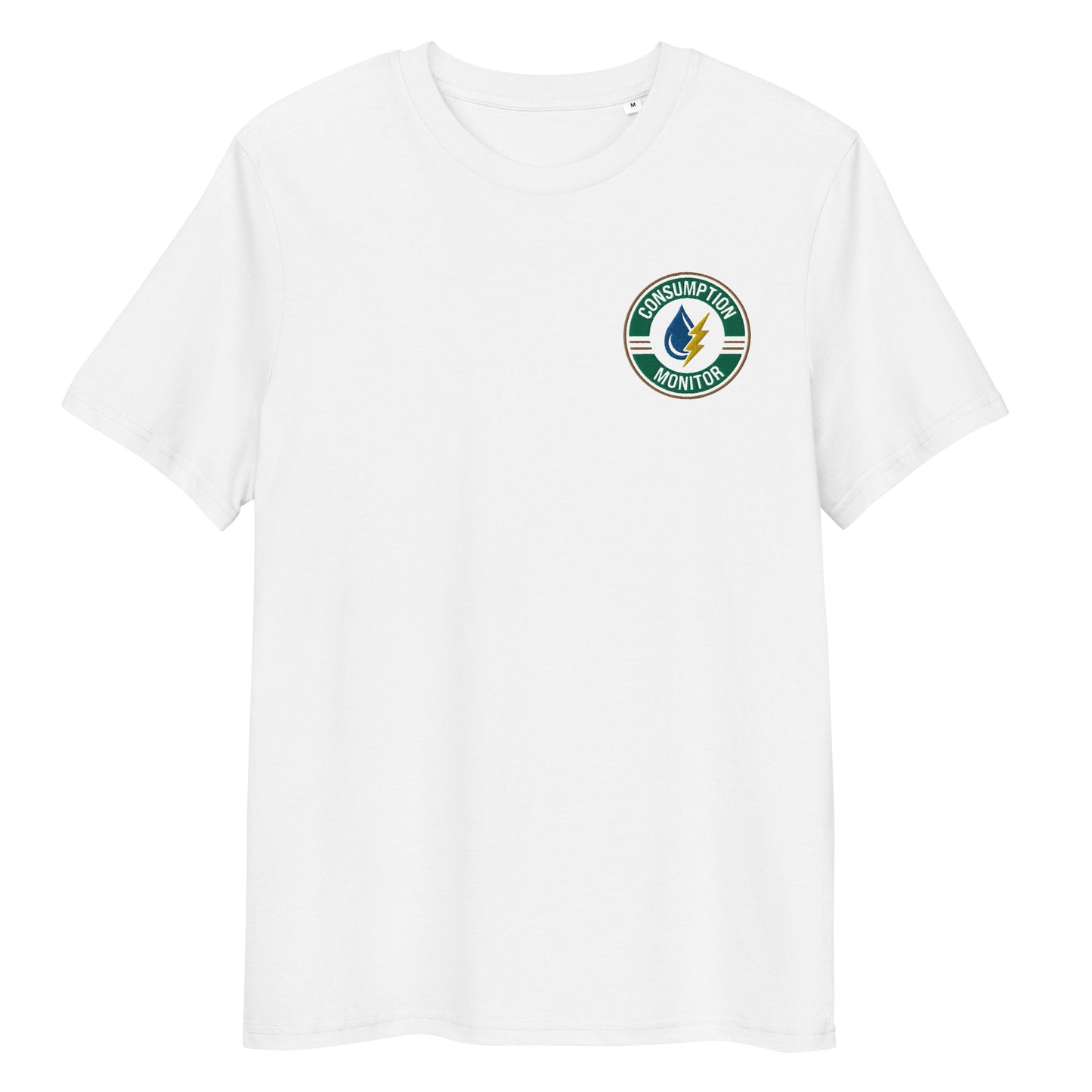 Unisex organic cotton t-shirt with “Consumption Monitor" logo embroidered