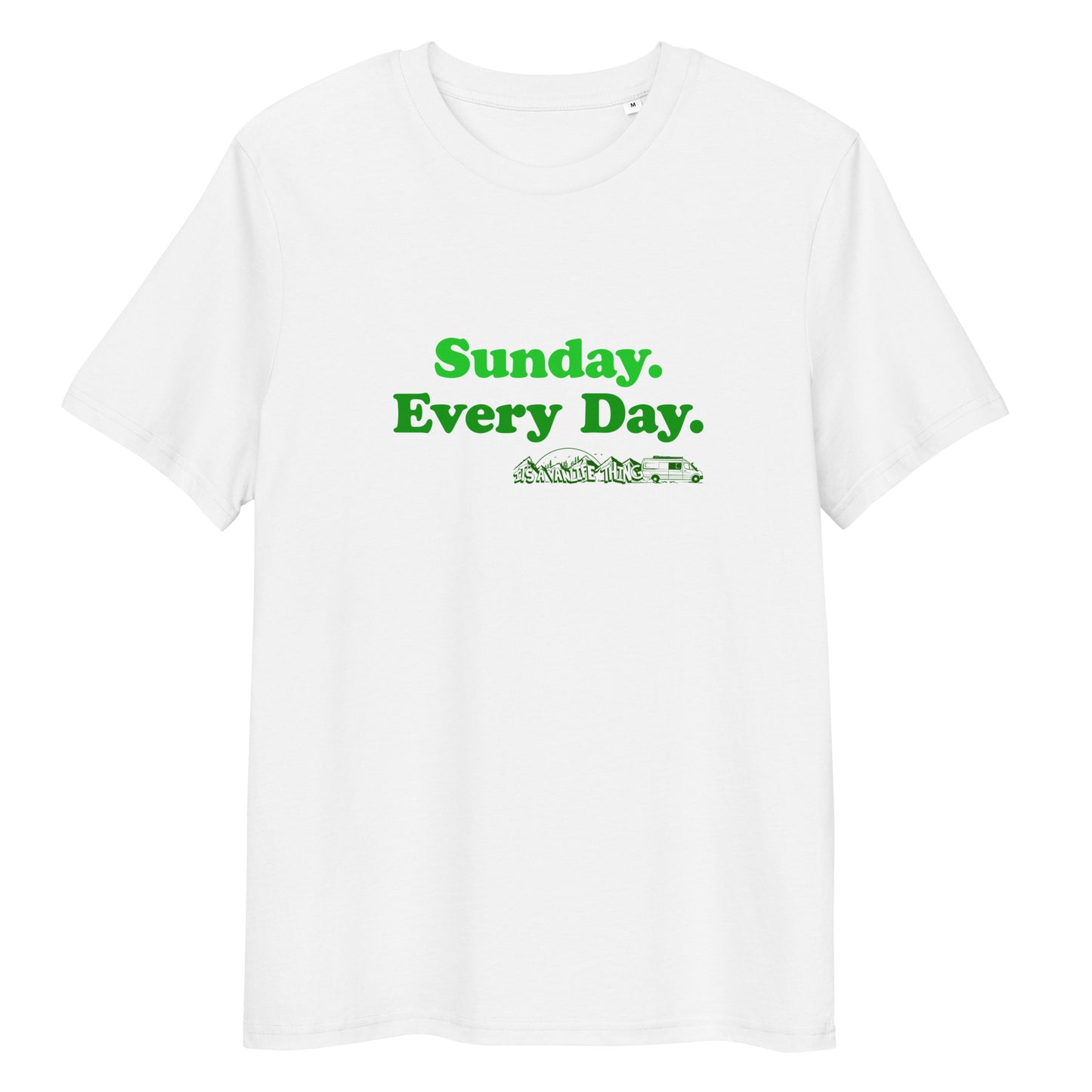 Unisex organic cotton t-shirt with “Sunday Every Day” logo