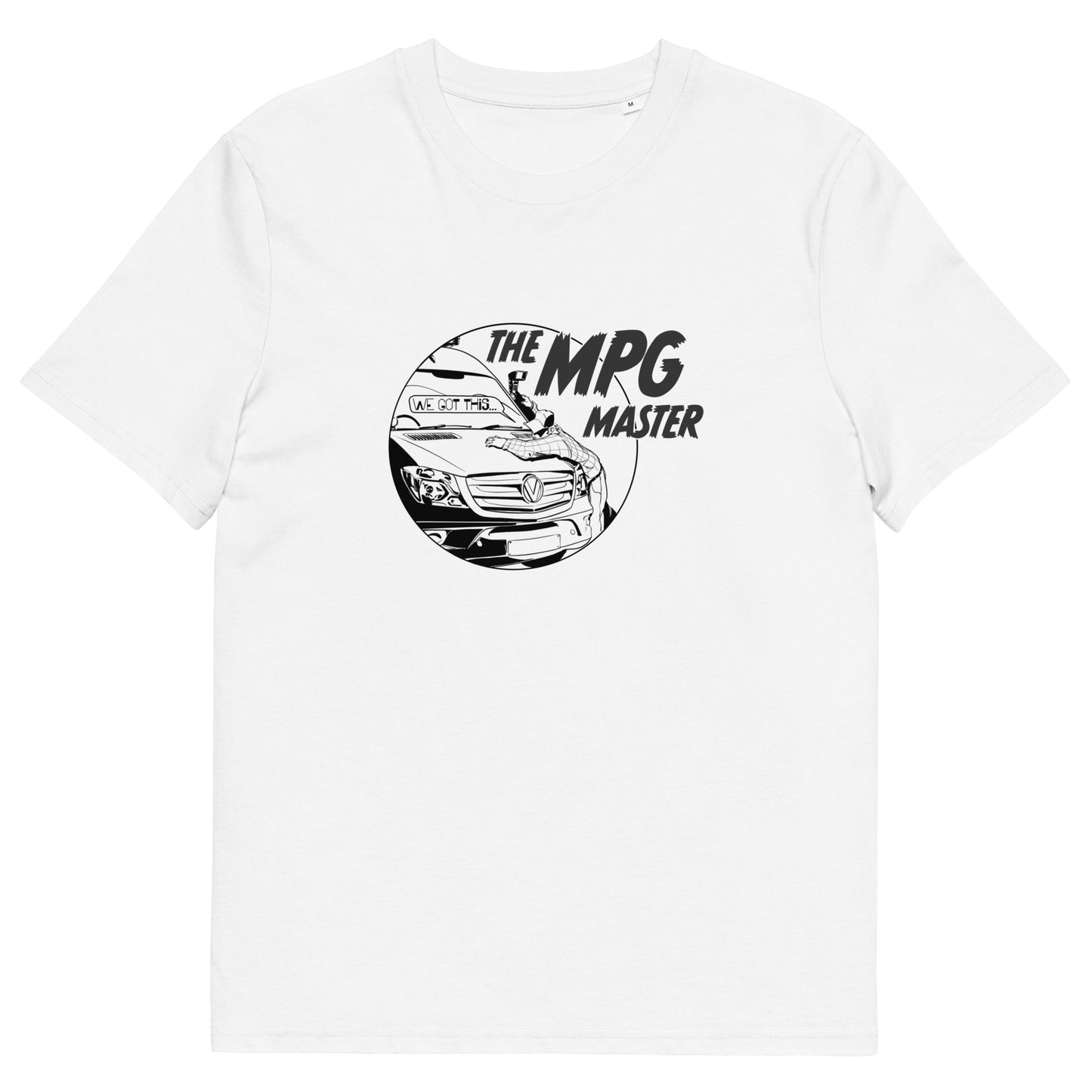 Unisex organic cotton t-shirt with “The MPG Master” (M) logo