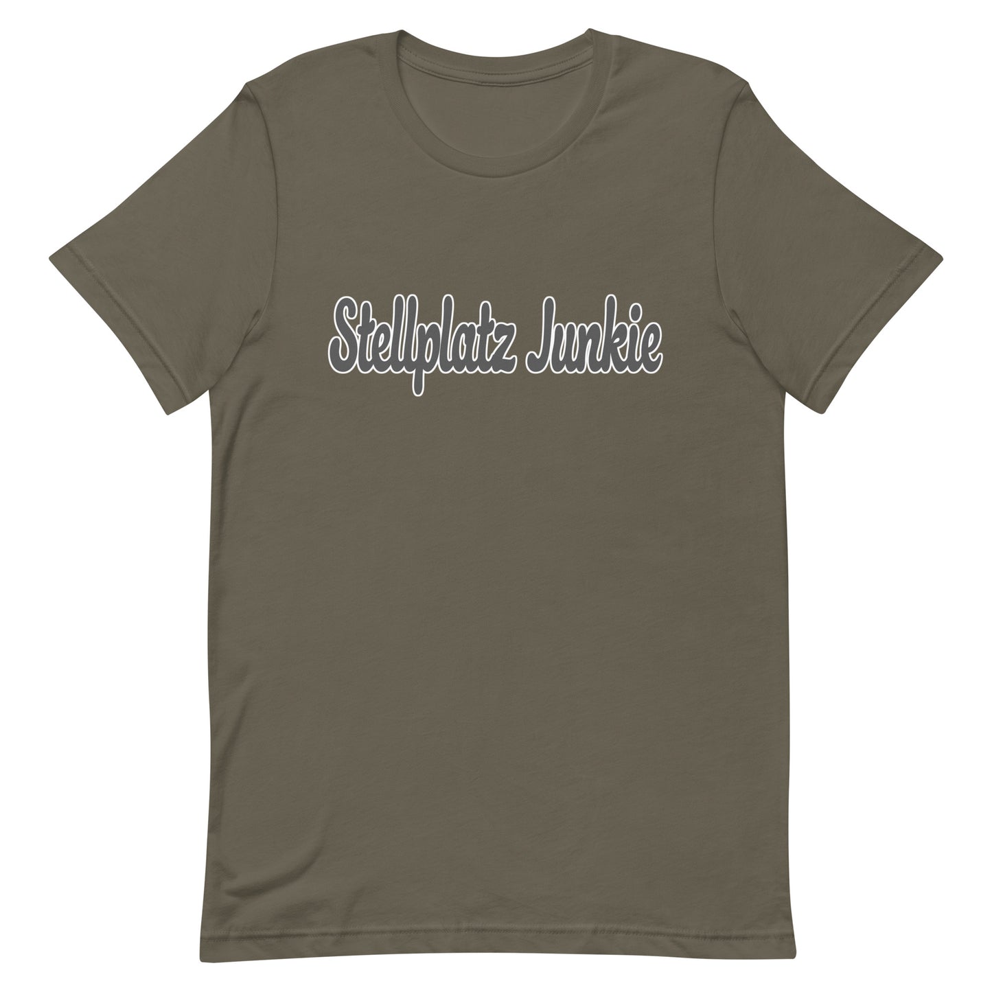 Unisex t-shirt with “Stellplatz Junkie” logo