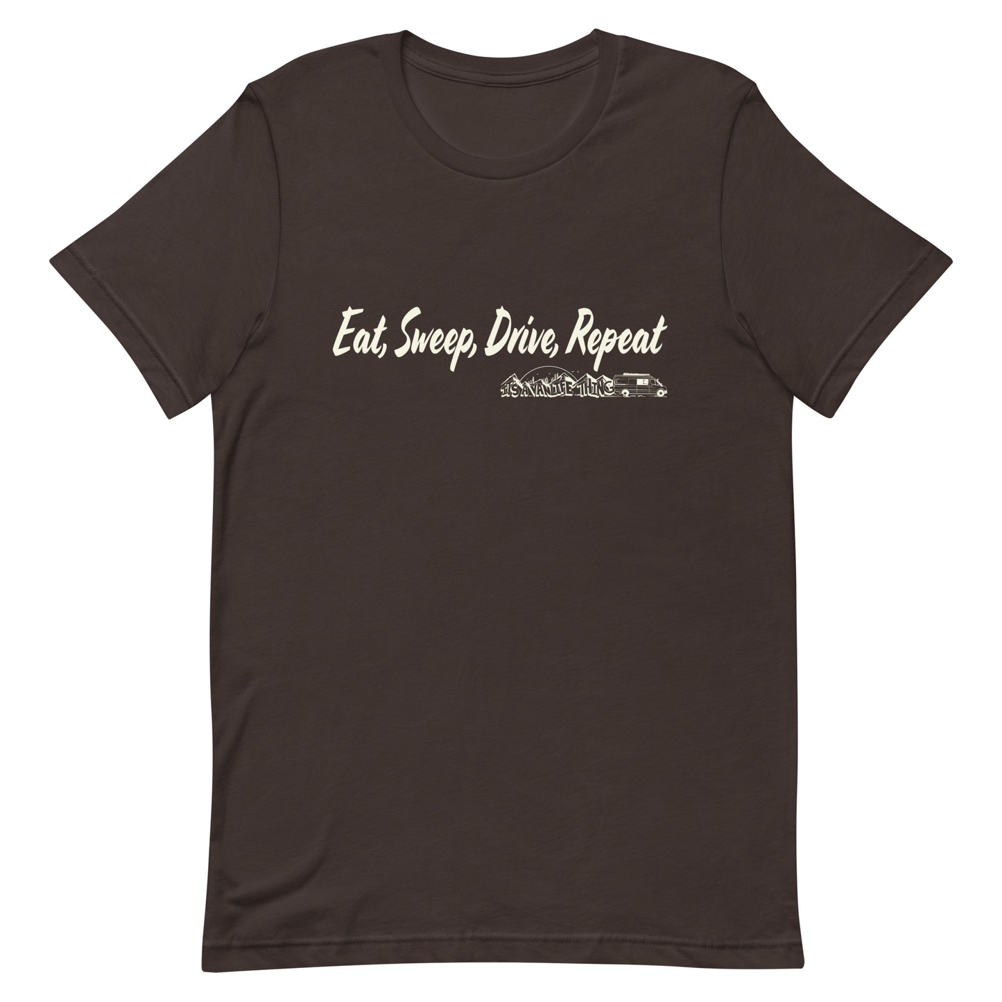 Unisex t-shirt with “Eat Sweep Drive Repeat” logo