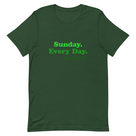 Unisex t-shirt with “Sunday Every Day” logo