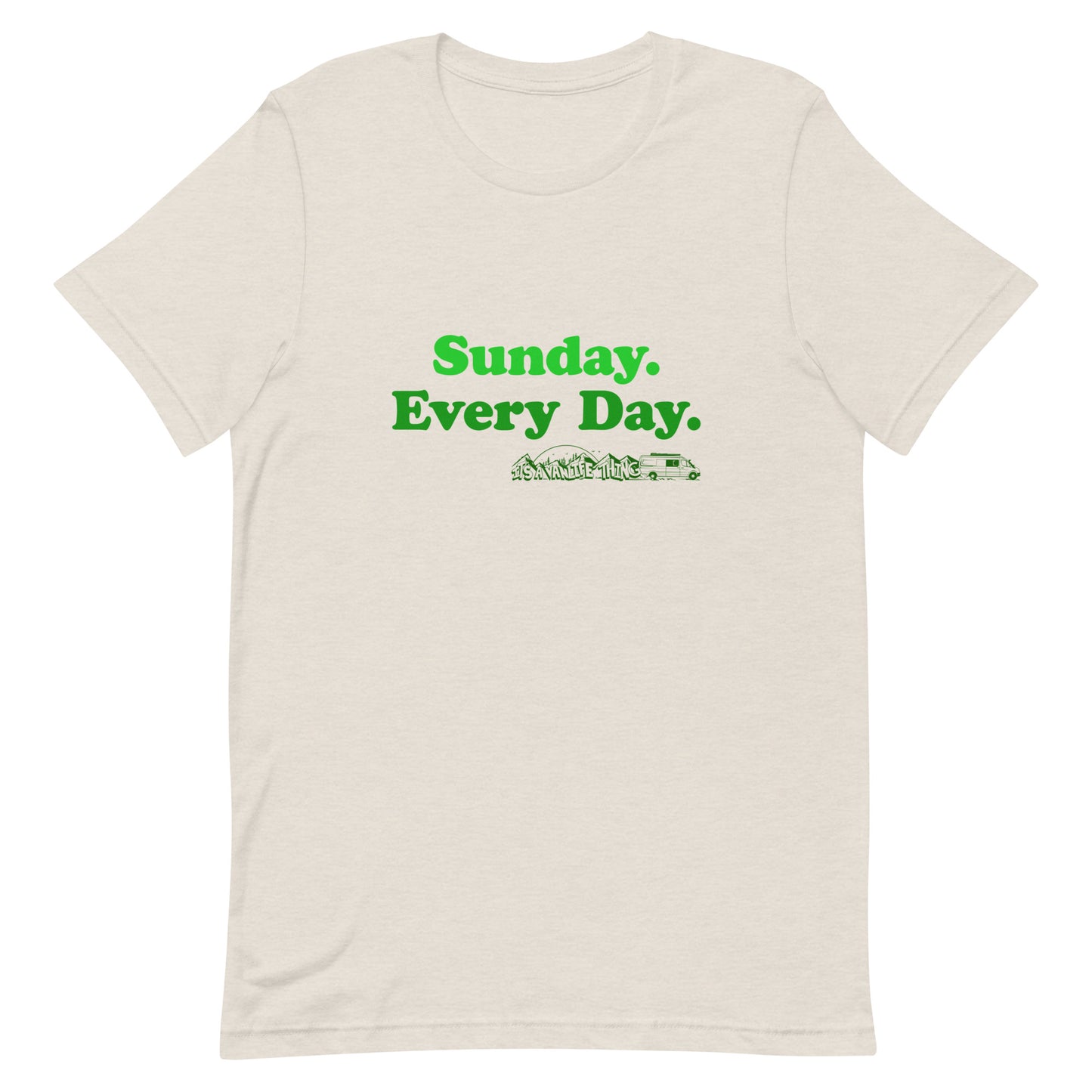 Unisex t-shirt with “Sunday Every Day” logo