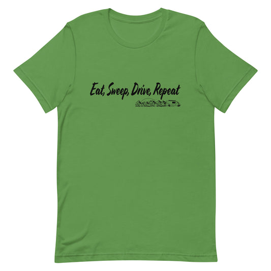 Unisex t-shirt with “Eat Sweep Drive Repeat” logo