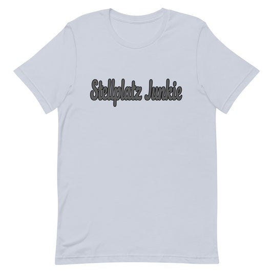 Unisex t-shirt with “Stellplatz Junkie” logo