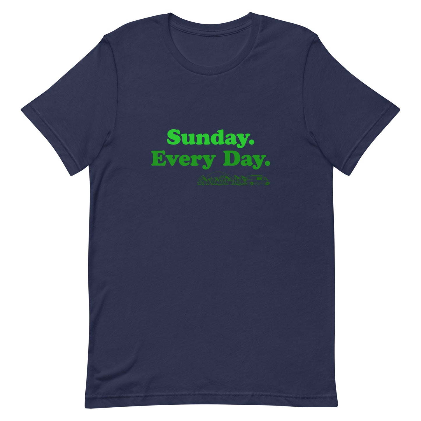 Unisex t-shirt with “Sunday Every Day” logo