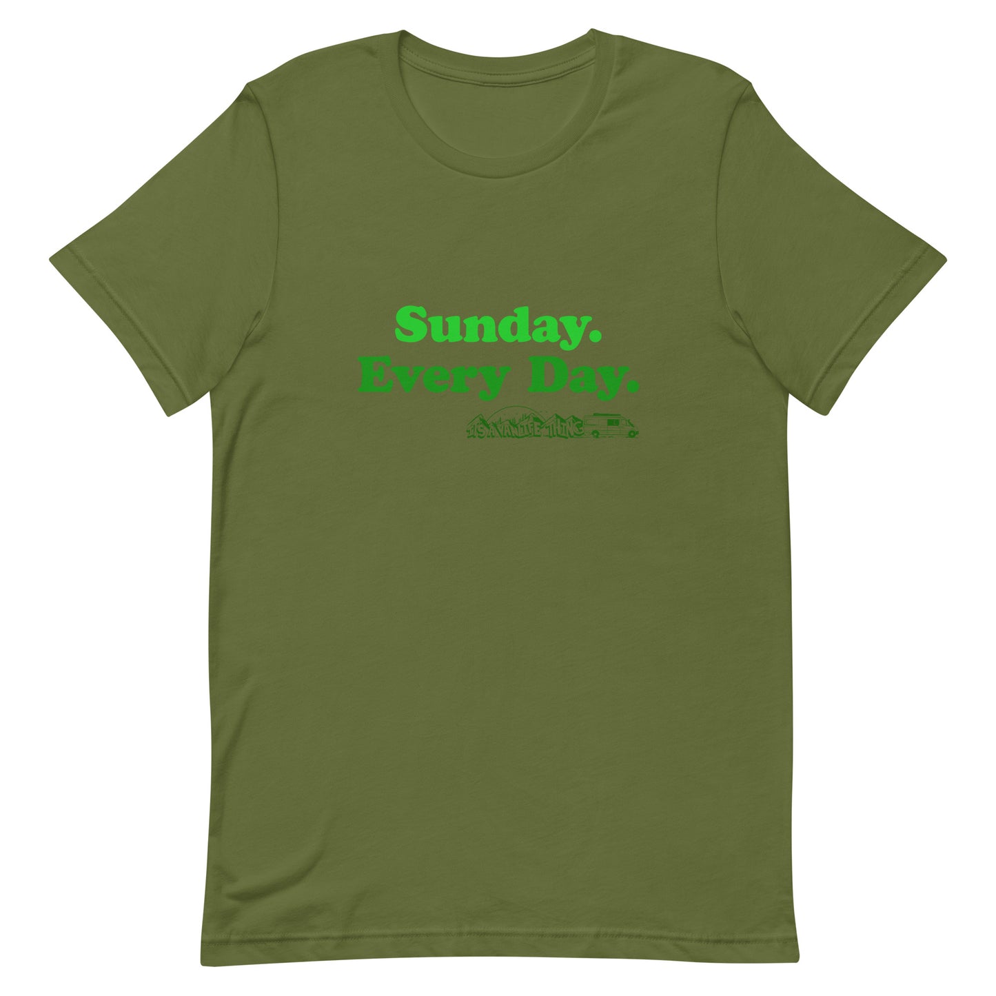 Unisex t-shirt with “Sunday Every Day” logo