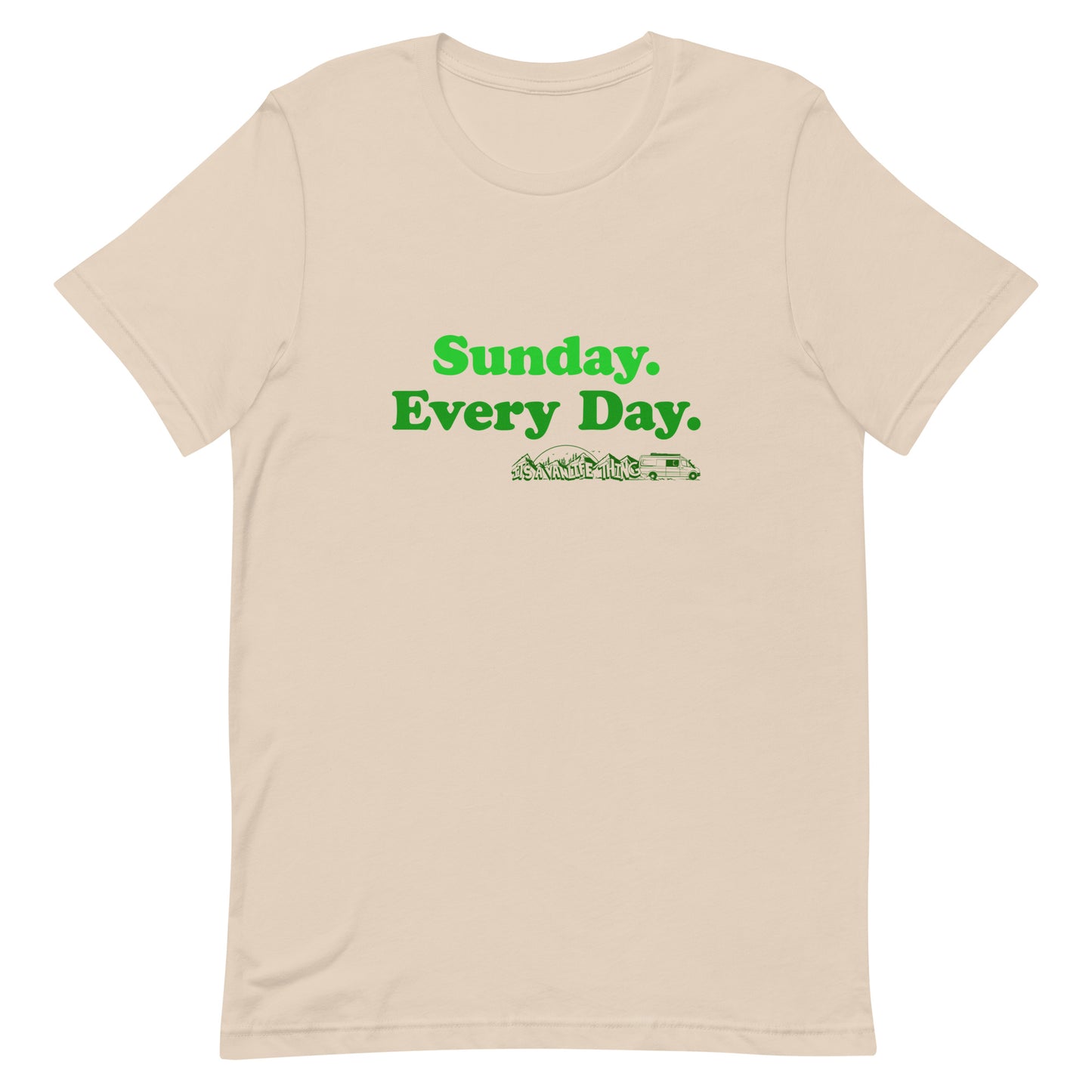 Unisex t-shirt with “Sunday Every Day” logo