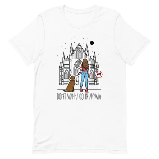 Unisex t-shirt with “Didn’t Wanna” logo