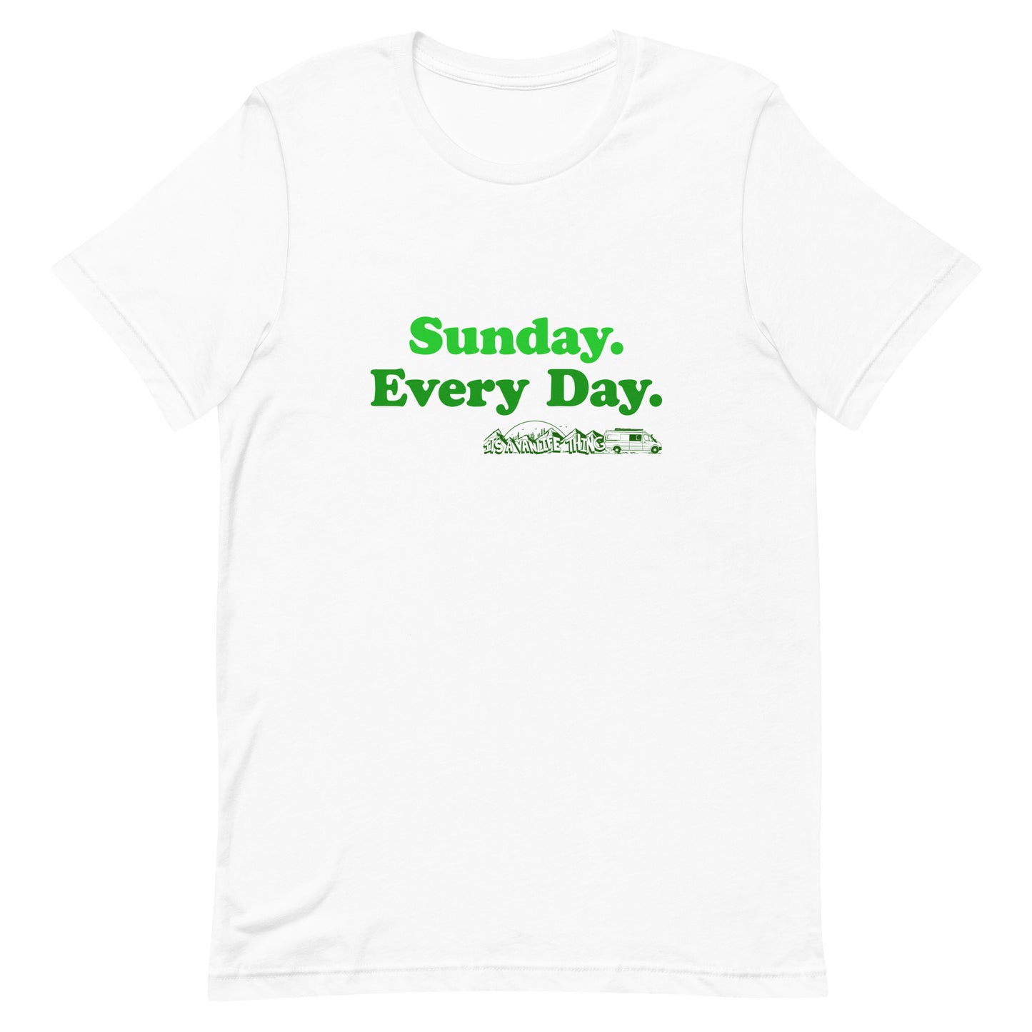 Unisex t-shirt with “Sunday Every Day” logo